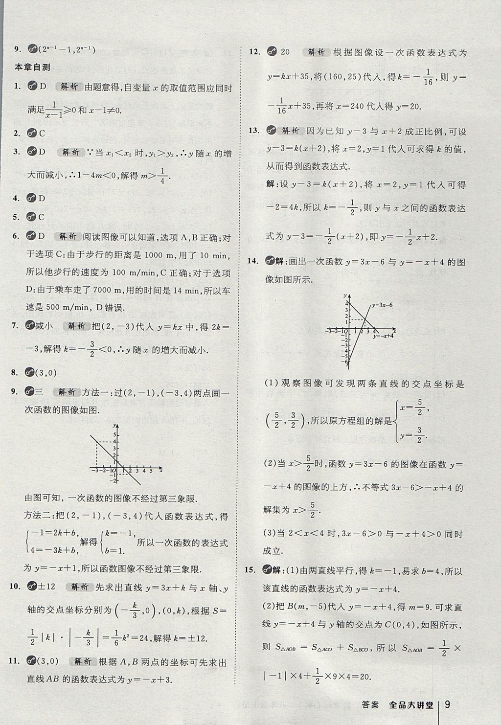 2017年全品大講堂初中數(shù)學(xué)八年級上冊滬科版 教材答案