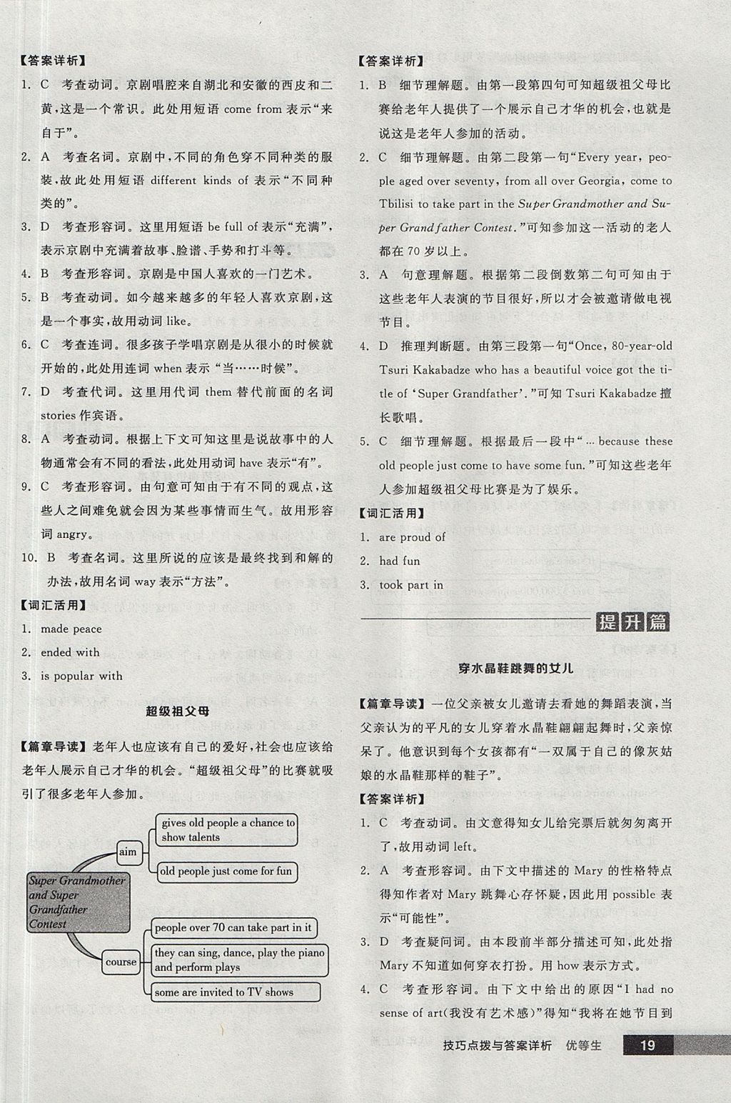 2017年全品优等生完形填空加阅读理解八年级英语上册外研版 参考答案