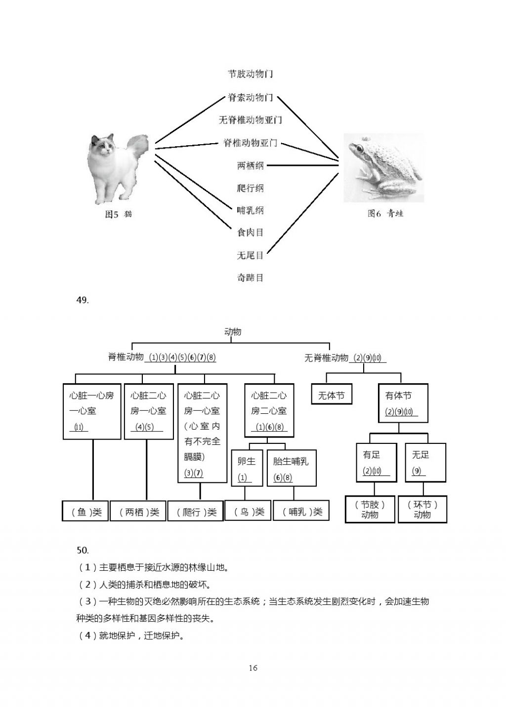 2017年知识与能力训练八年级生物学上册人教版 参考答案