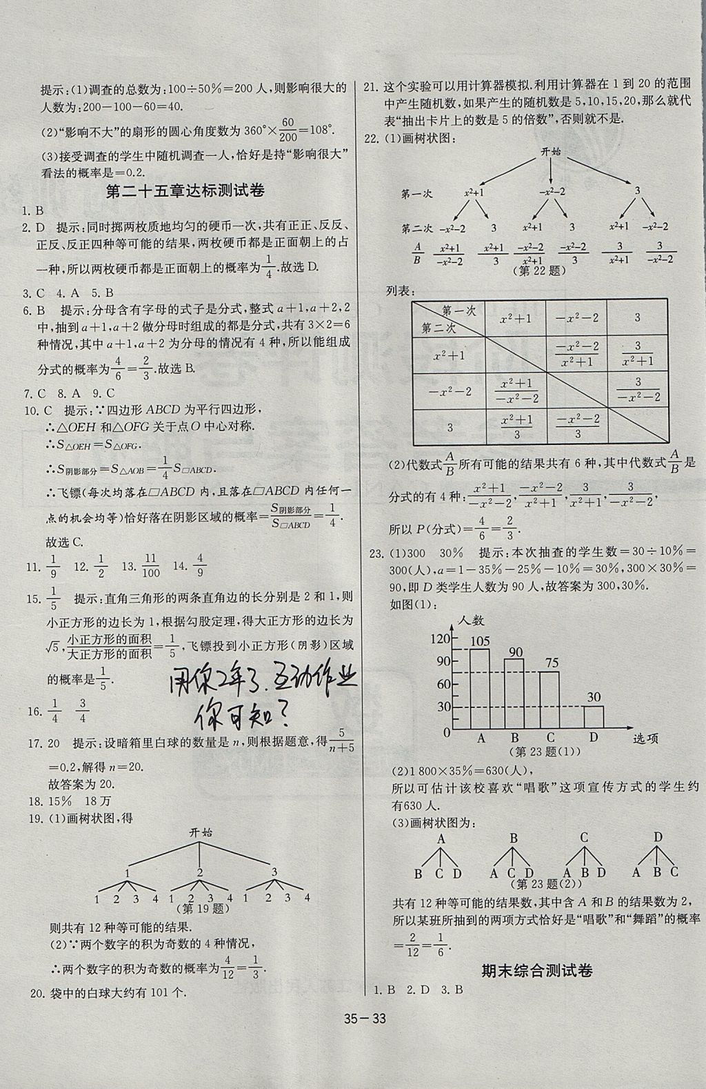 2017年課時(shí)訓(xùn)練九年級(jí)數(shù)學(xué)上冊(cè)人教版 參考答案