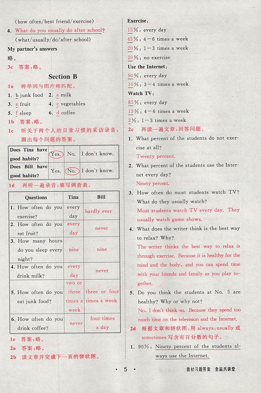 2017年全品大講堂八年級英語上冊人教版 教材答案