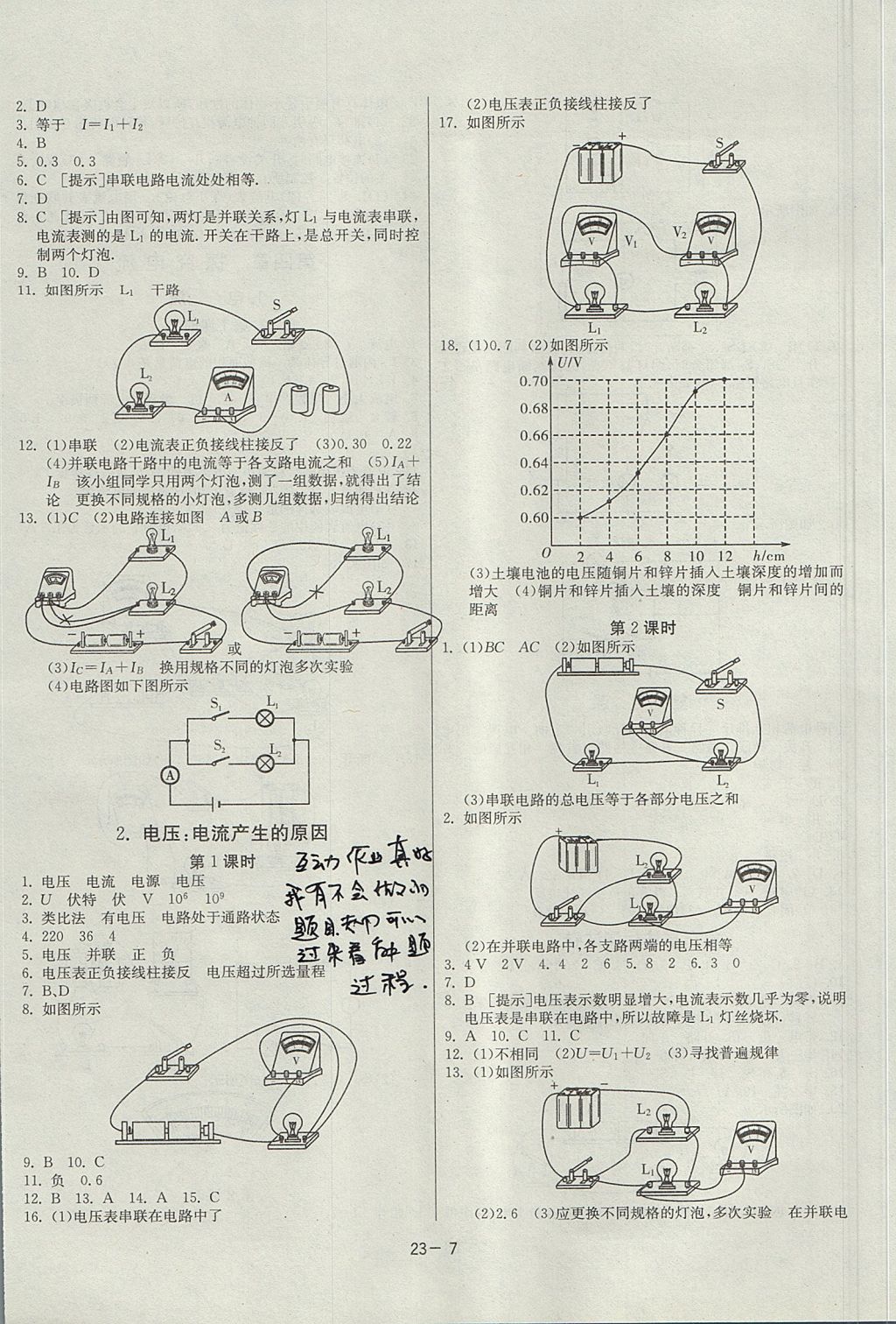 2017年課時訓練九年級物理上冊教科版 參考答案