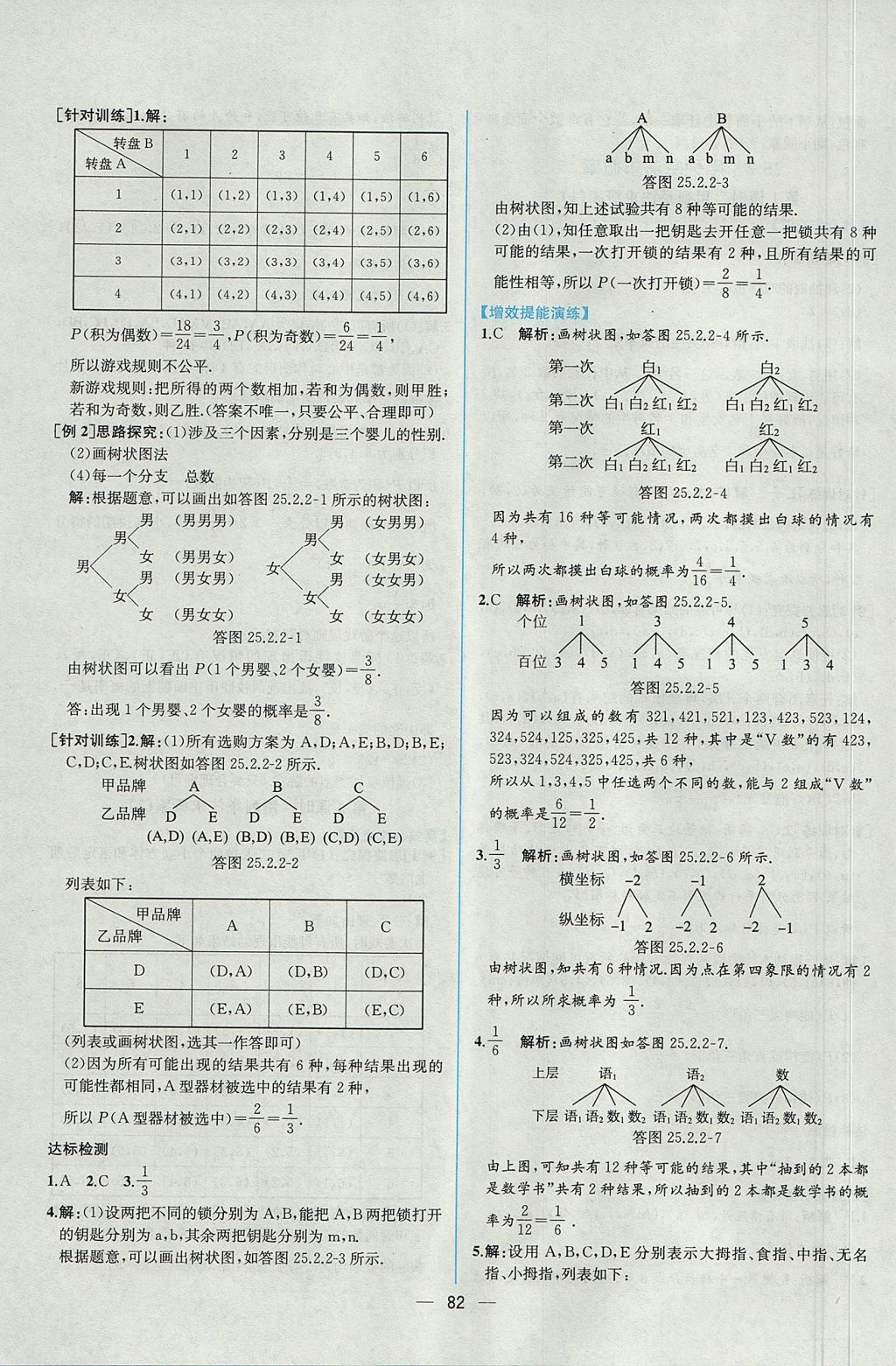 2017年同步导学案课时练九年级数学全一册人教版河南专版 参考答案