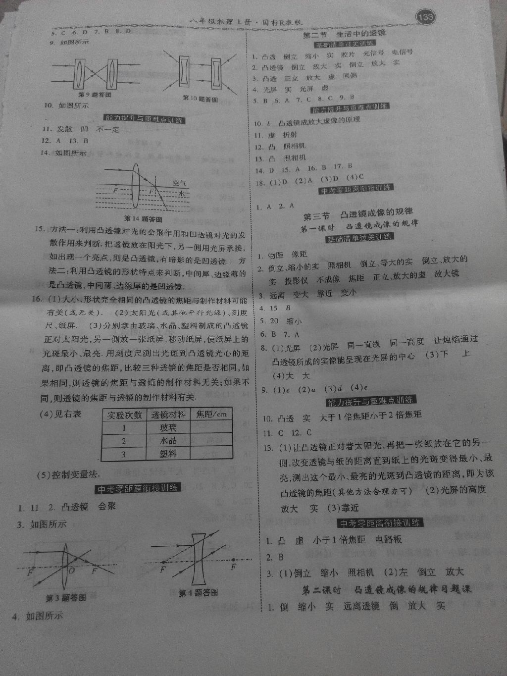 2017年一路领先同步训练与测评课时练八年级物理上册人教版 参考答案