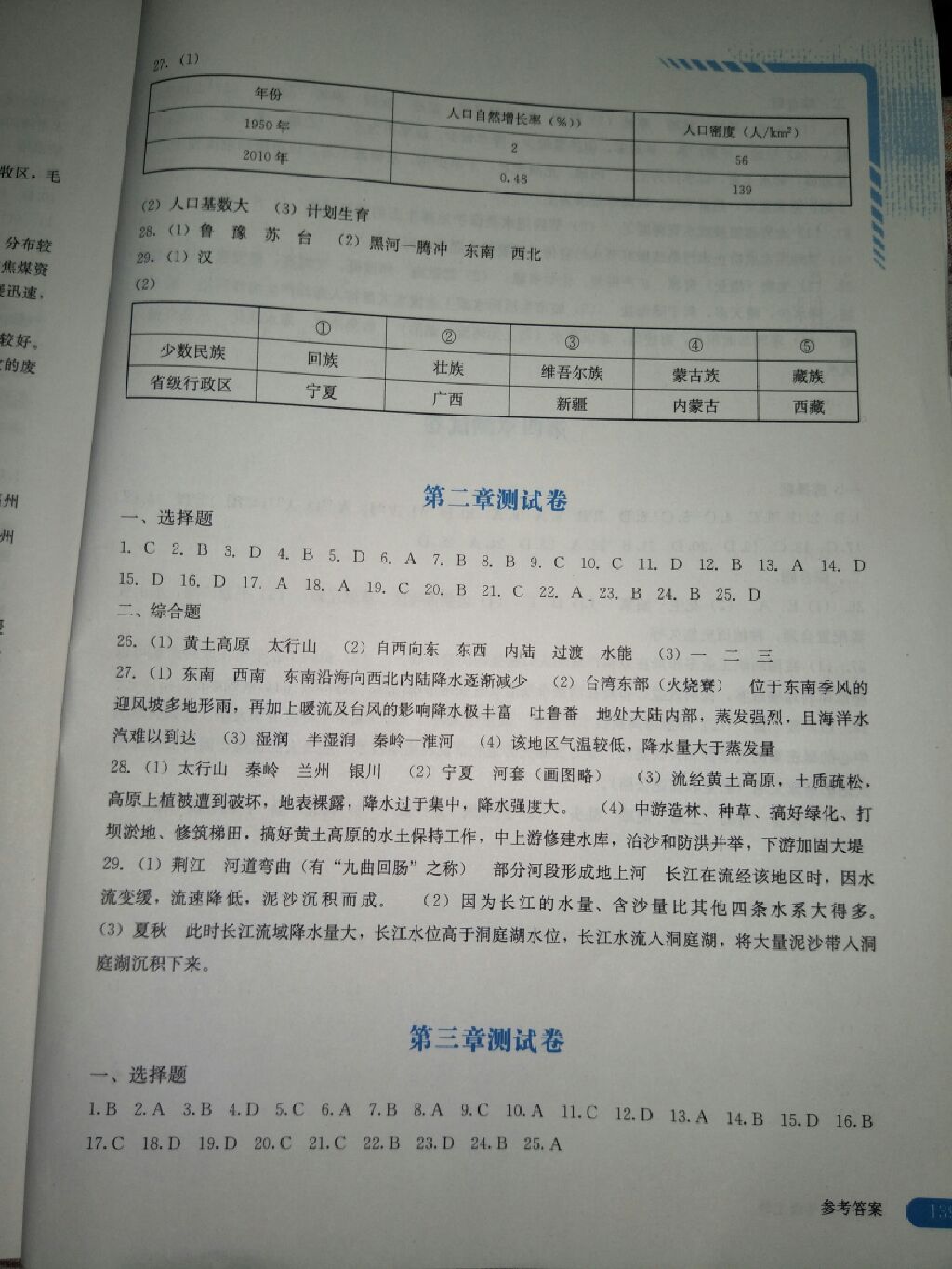 2017年地理助学读本八年级上册 参考答案