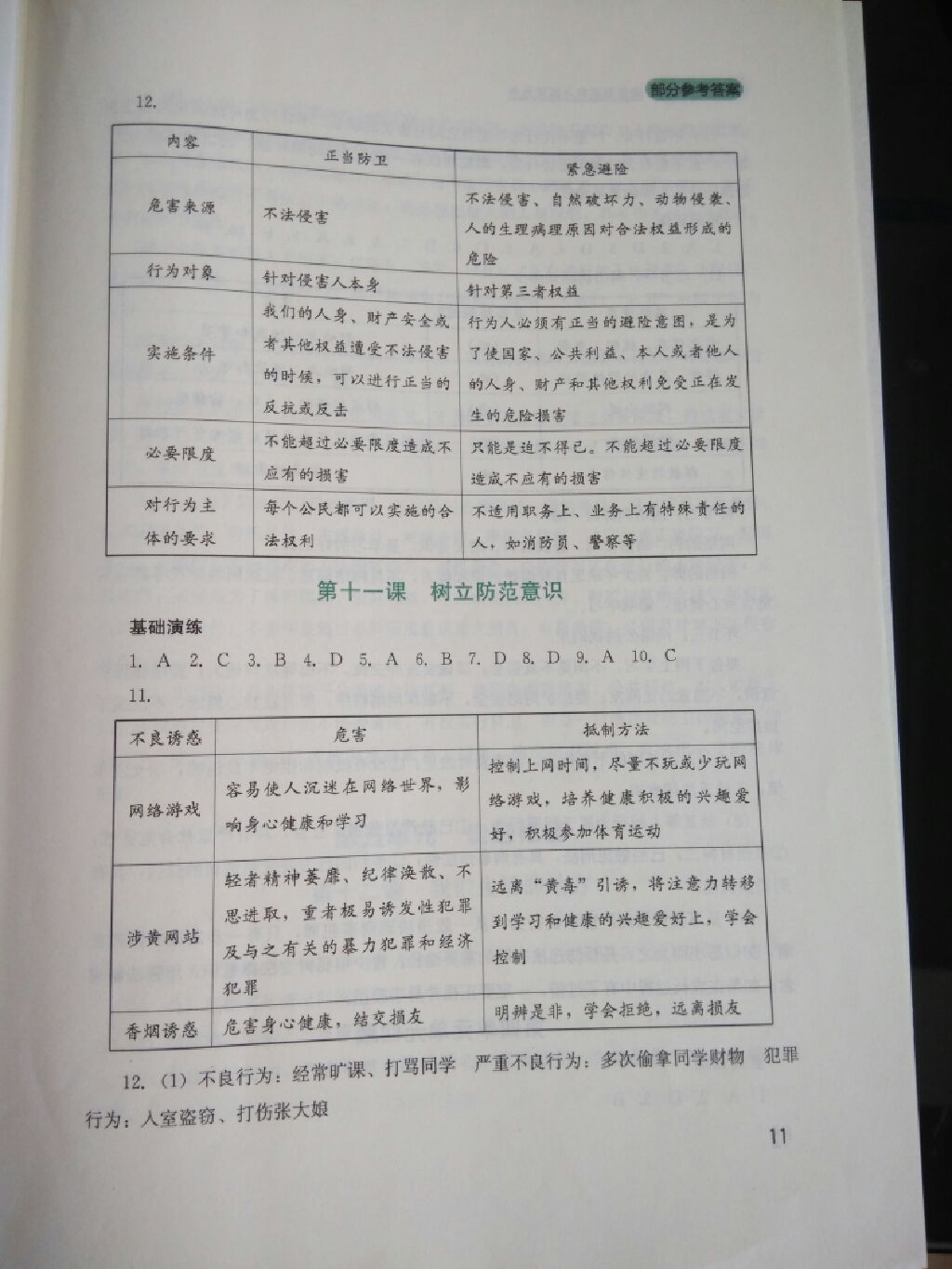 2017年新课程实践与探究丛书八年级道德与法治上册教科版 参考答案