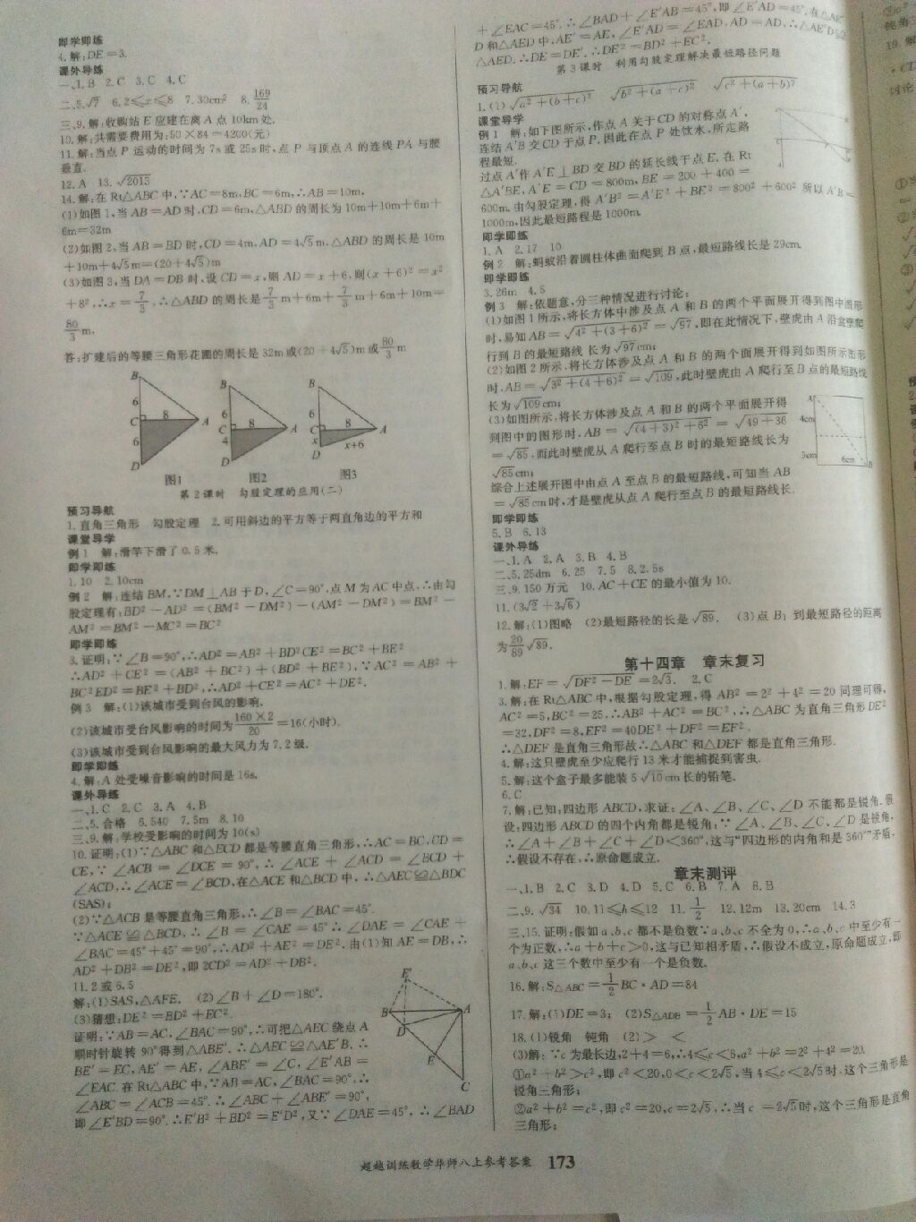 2017年五州圖書超越訓(xùn)練八年級(jí)數(shù)學(xué)上冊(cè)華師大版 參考答案