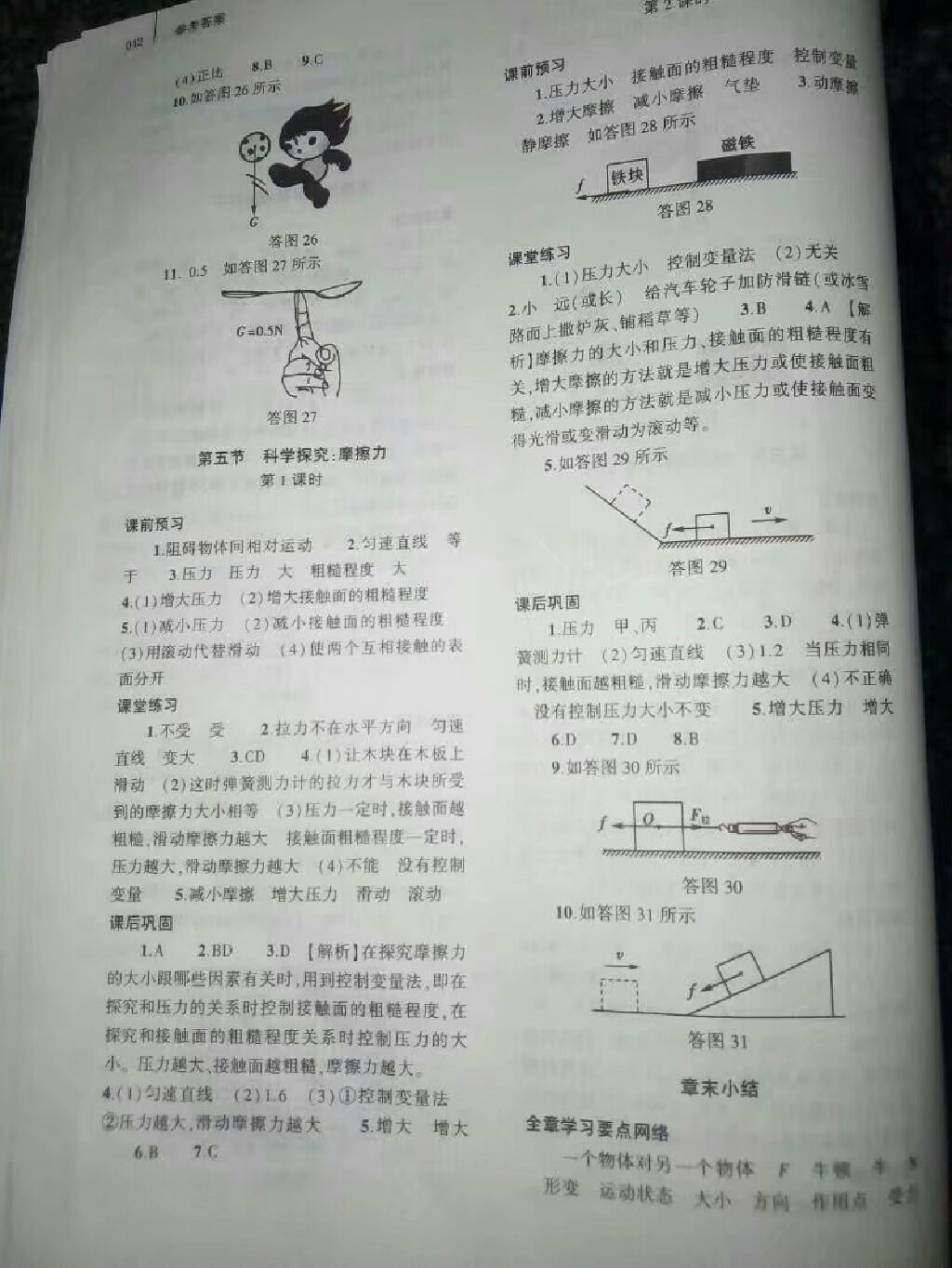 2017年基礎(chǔ)訓(xùn)練八年級物理全一冊滬科版 參考答案