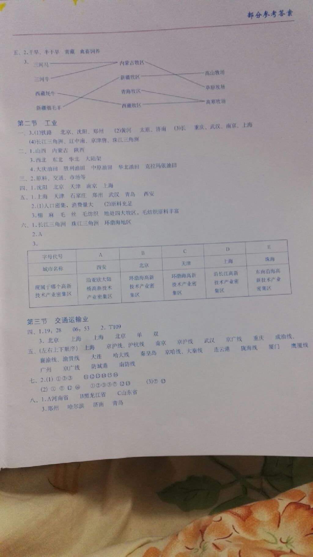 2017地理填充圖冊八年級地理上冊湘教版星球地圖出版社 參考答案