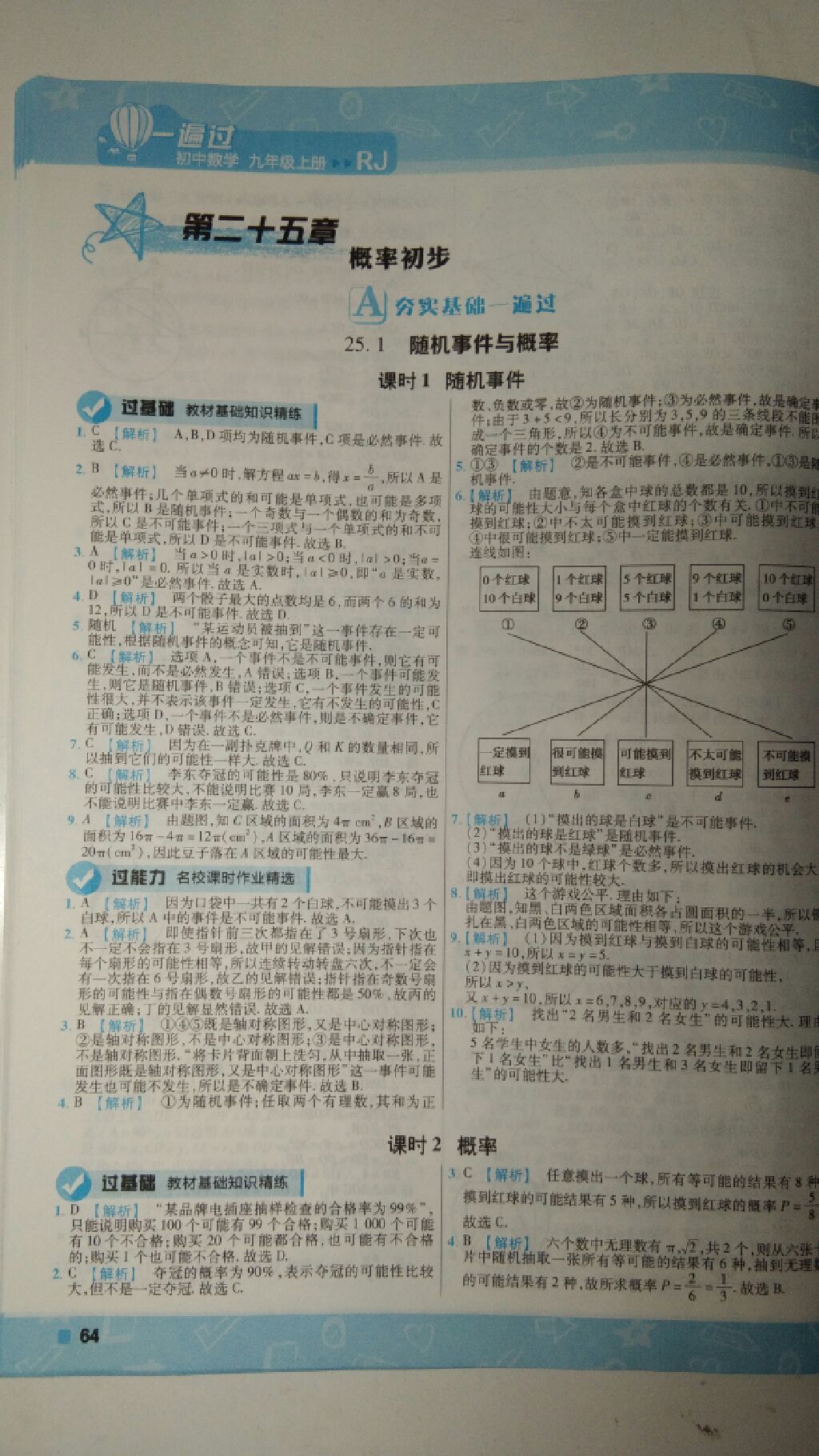 2017年一遍過九年級數(shù)學(xué)上冊人教版 參考答案