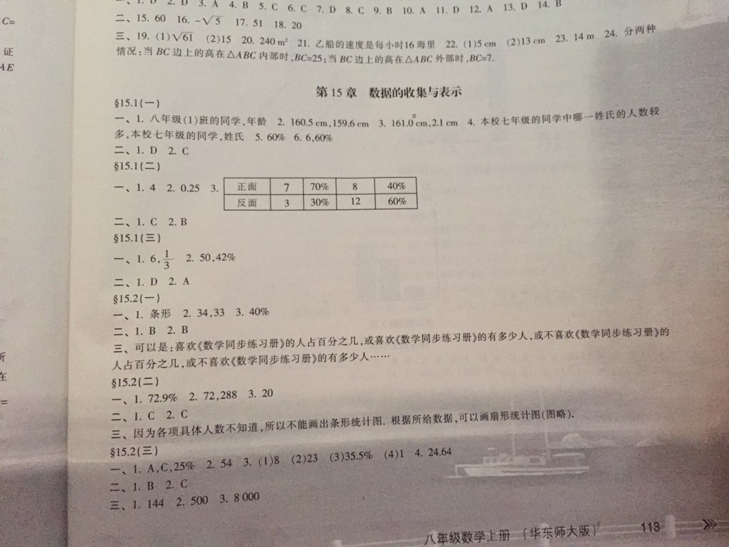 2016年新课程学习指导八年级数学上册华东师大版 参考答案