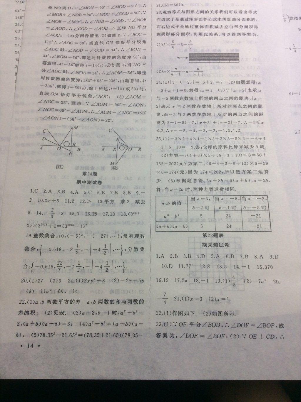 2017年高效精練七年級數(shù)學上冊蘇科版 參考答案