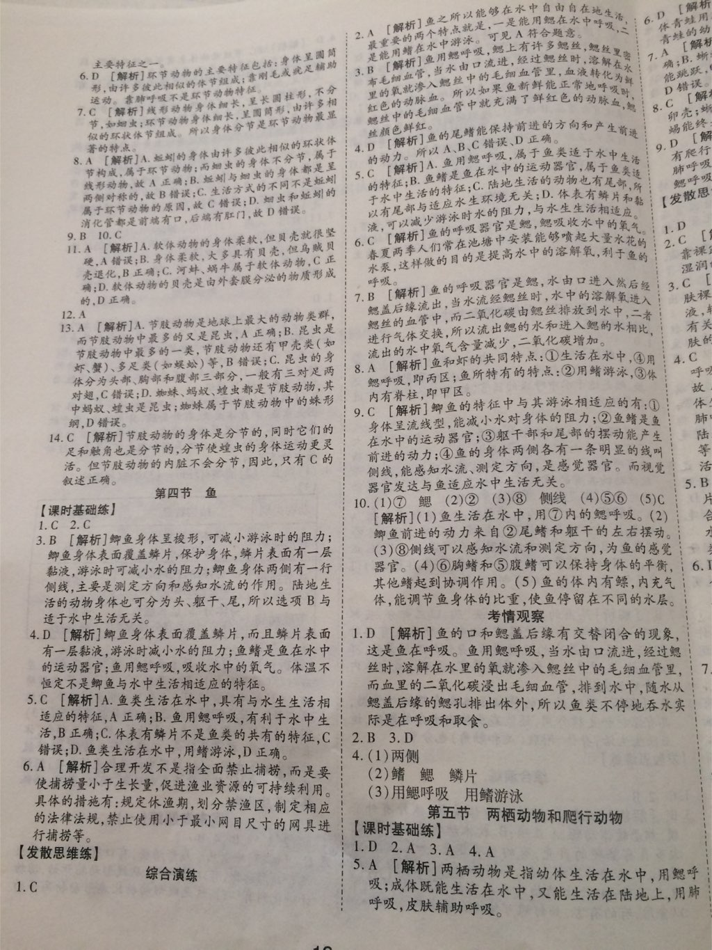 2017年E通練加考八年級(jí)生物上冊(cè)人教版 參考答案