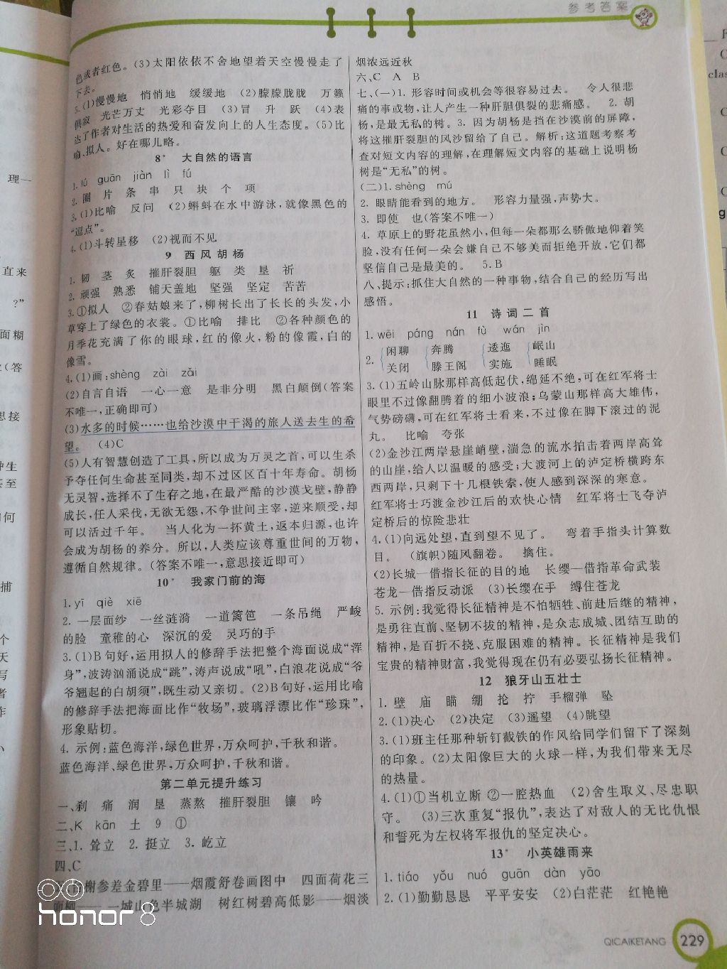 2017年七彩課堂五年級(jí)語(yǔ)文上冊(cè)語(yǔ)文S版 參考答案第2頁(yè)