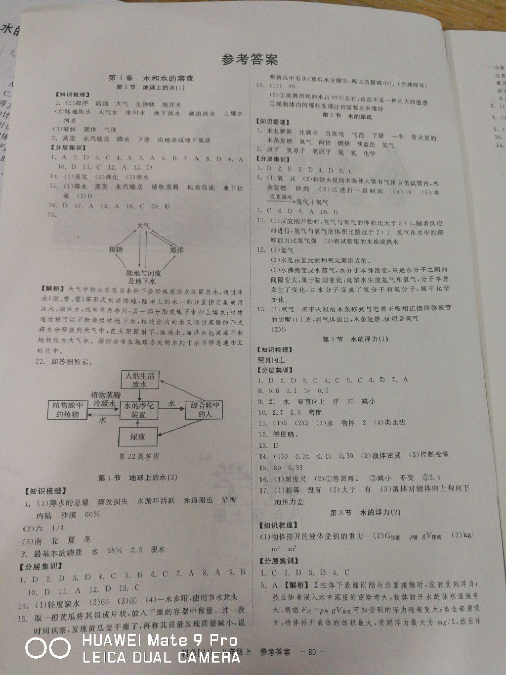 2017年全效學(xué)習(xí)八年級科學(xué)上冊浙教版創(chuàng)新版 參考答案第1頁