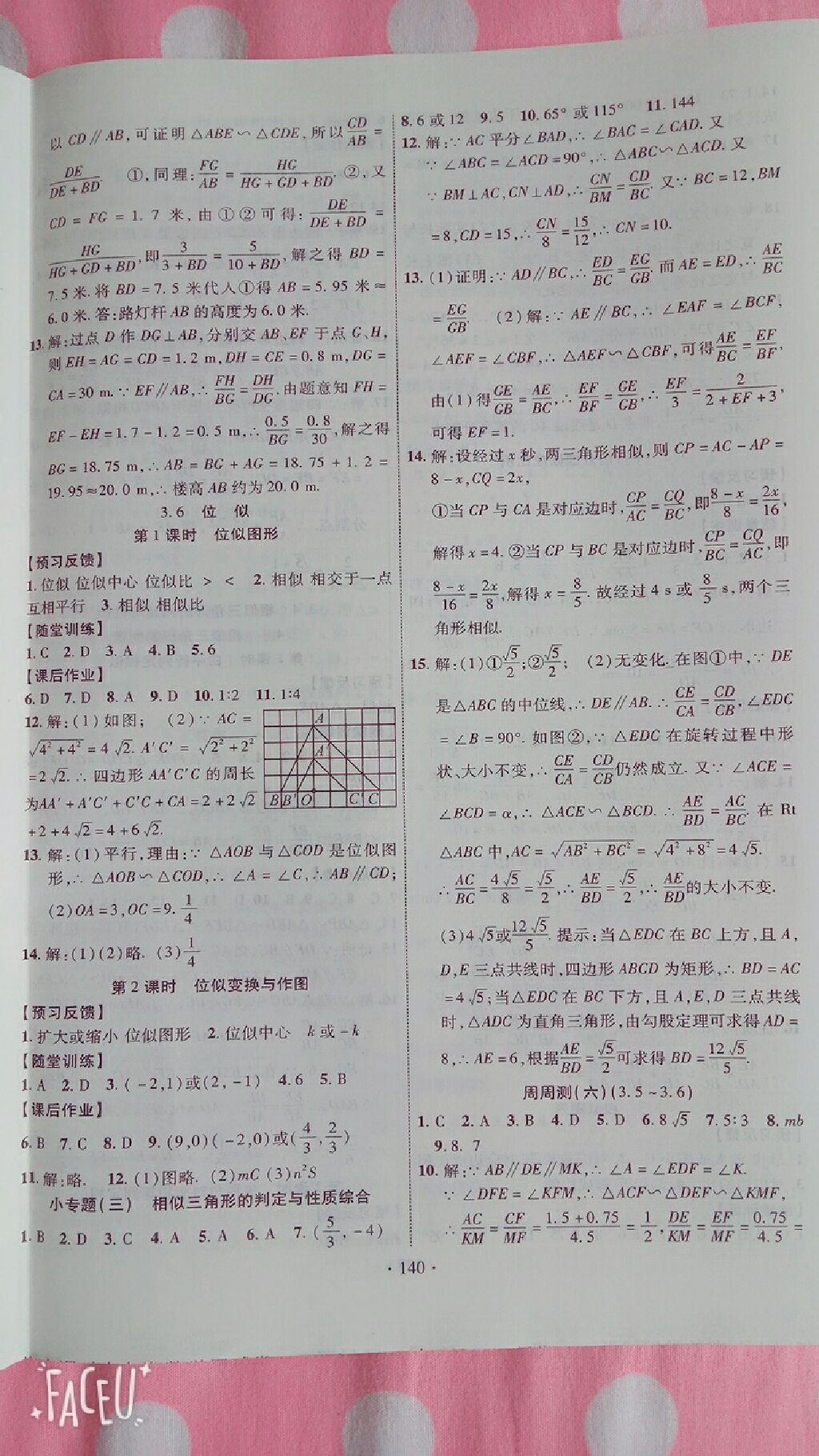 2017年课时掌控九年级数学上册湘教版 参考答案