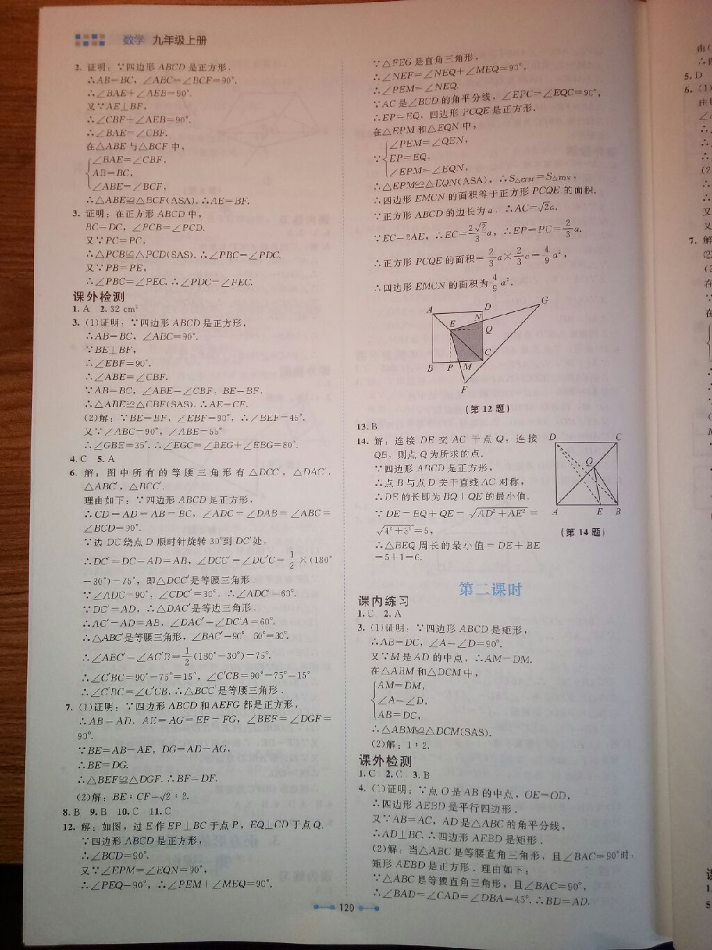 2017年伴你學九年級數(shù)學上冊北師大版 參考答案