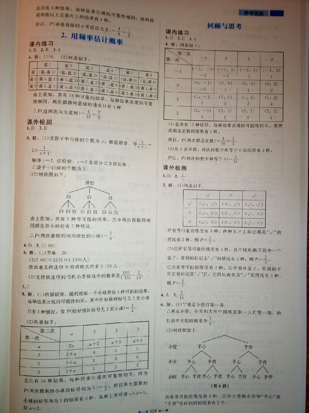 2017年伴你學九年級數(shù)學上冊北師大版 參考答案