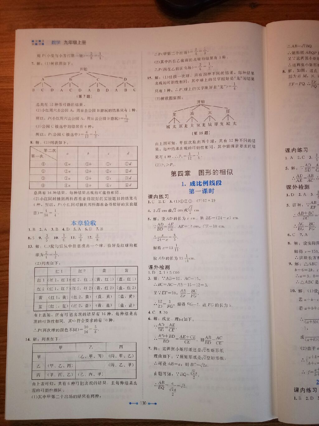 2017年伴你學(xué)九年級數(shù)學(xué)上冊北師大版 參考答案