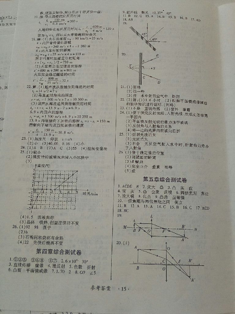 2017年一課一練創(chuàng)新練習八年級物理上冊人教版 參考答案