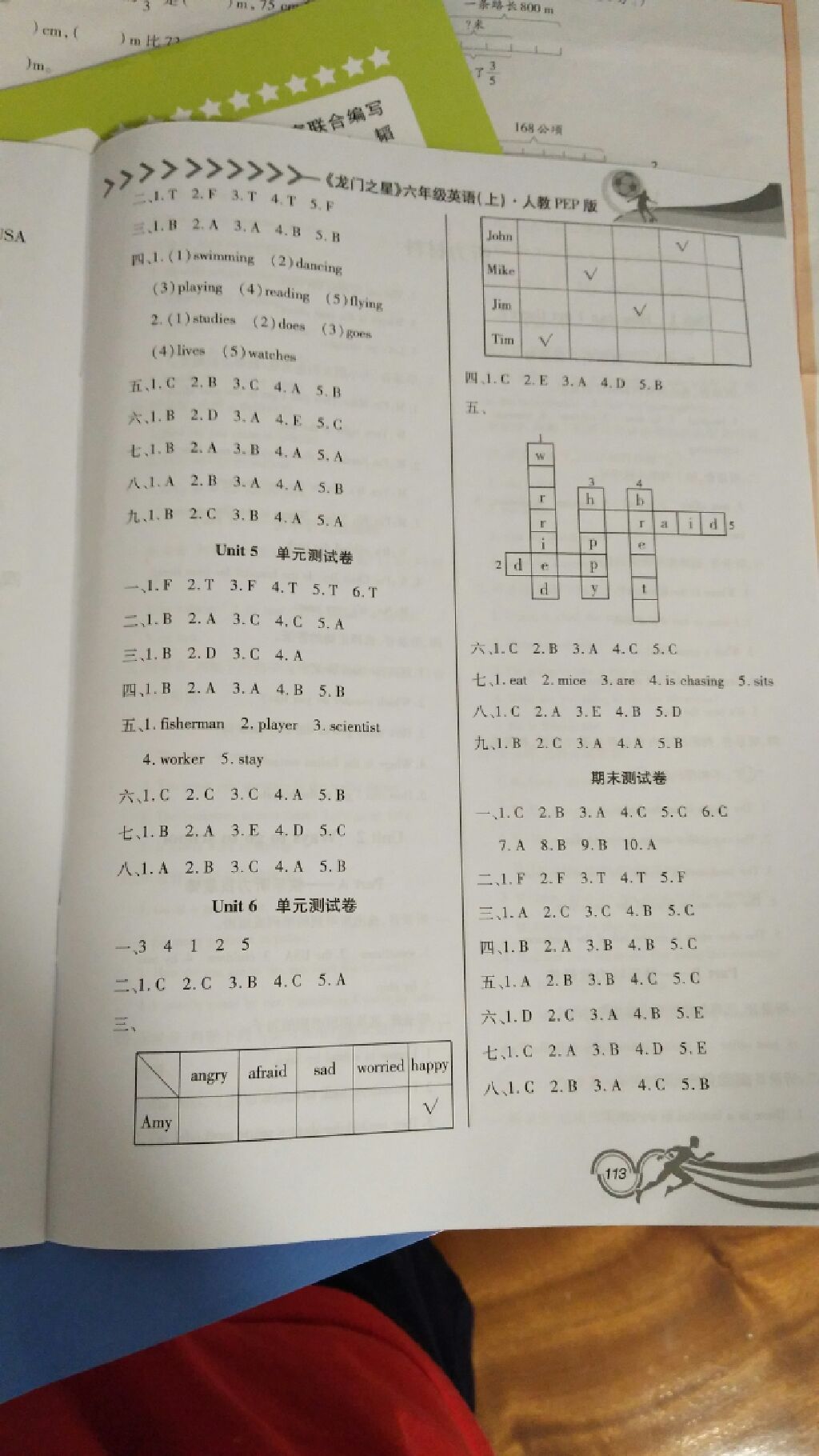 2017年龍門(mén)之星小學(xué)同步系列六年級(jí)英語(yǔ)上冊(cè)人教PEP版 參考答案第8頁(yè)