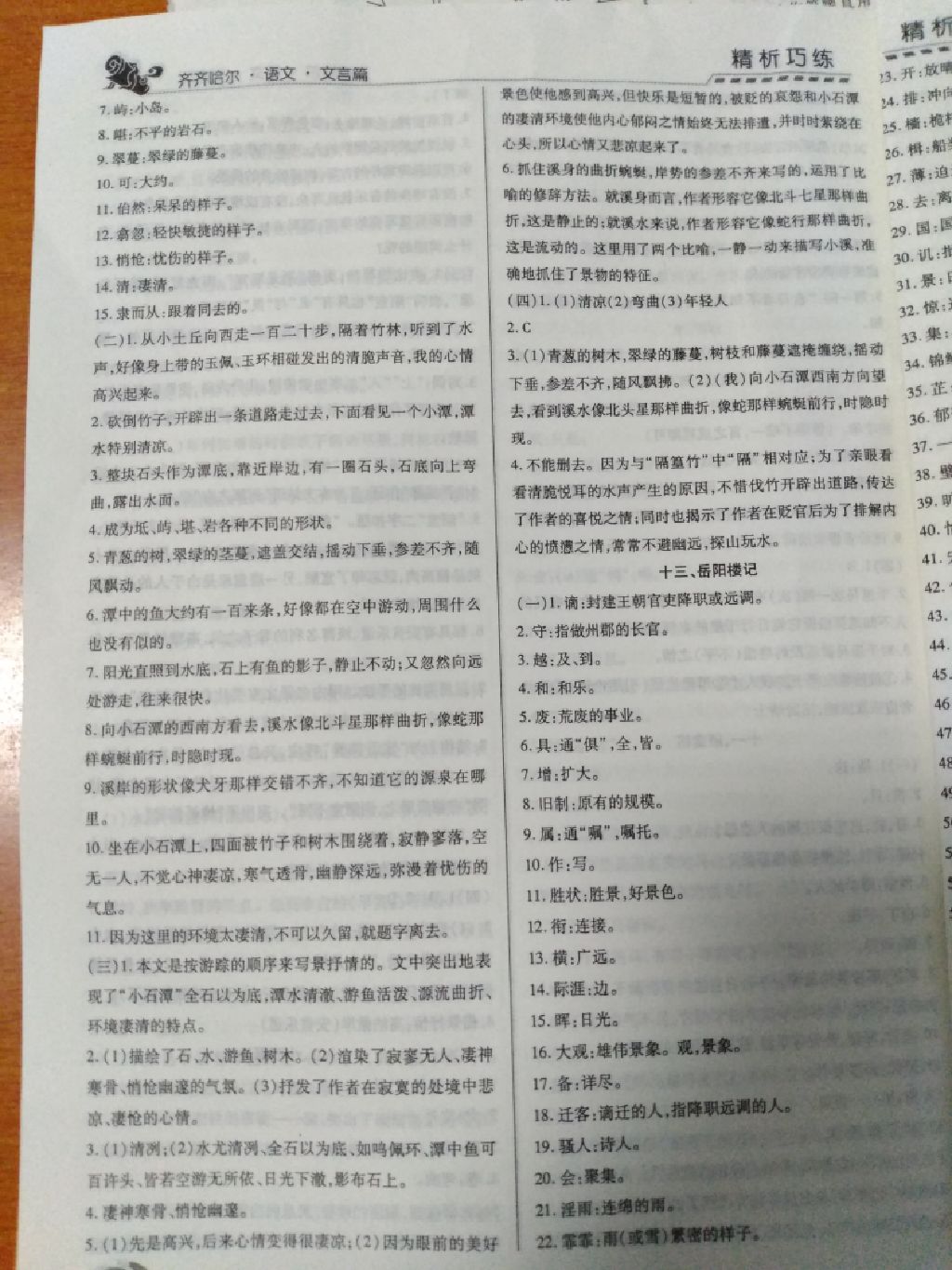 2017年精析巧練階段性驗(yàn)收與測(cè)試語(yǔ)文文言篇齊齊哈爾地區(qū)專用 參考答案第32頁(yè)