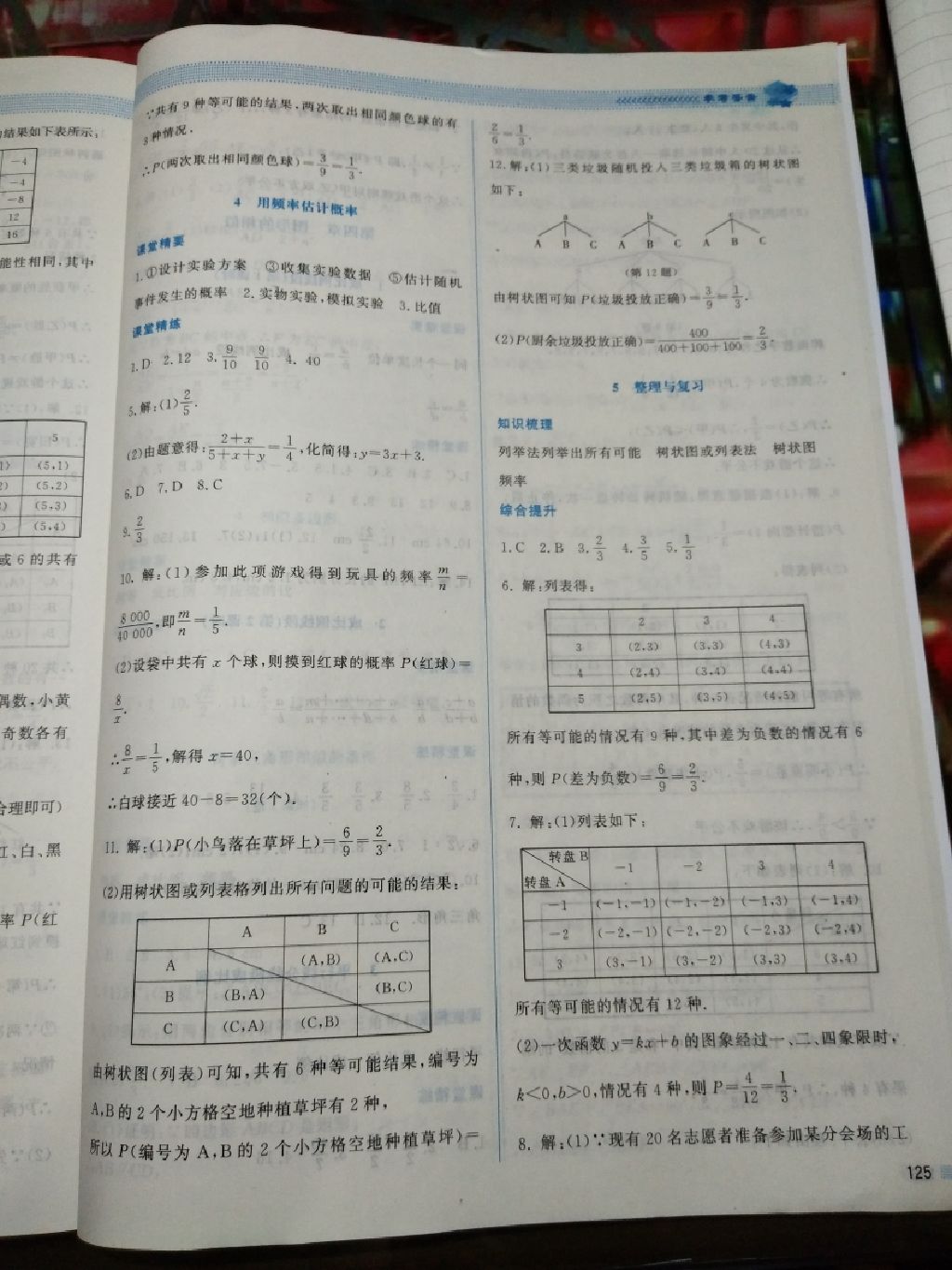 2017年課堂精練九年級數(shù)學(xué)上冊北師大版四川專版 參考答案第2頁