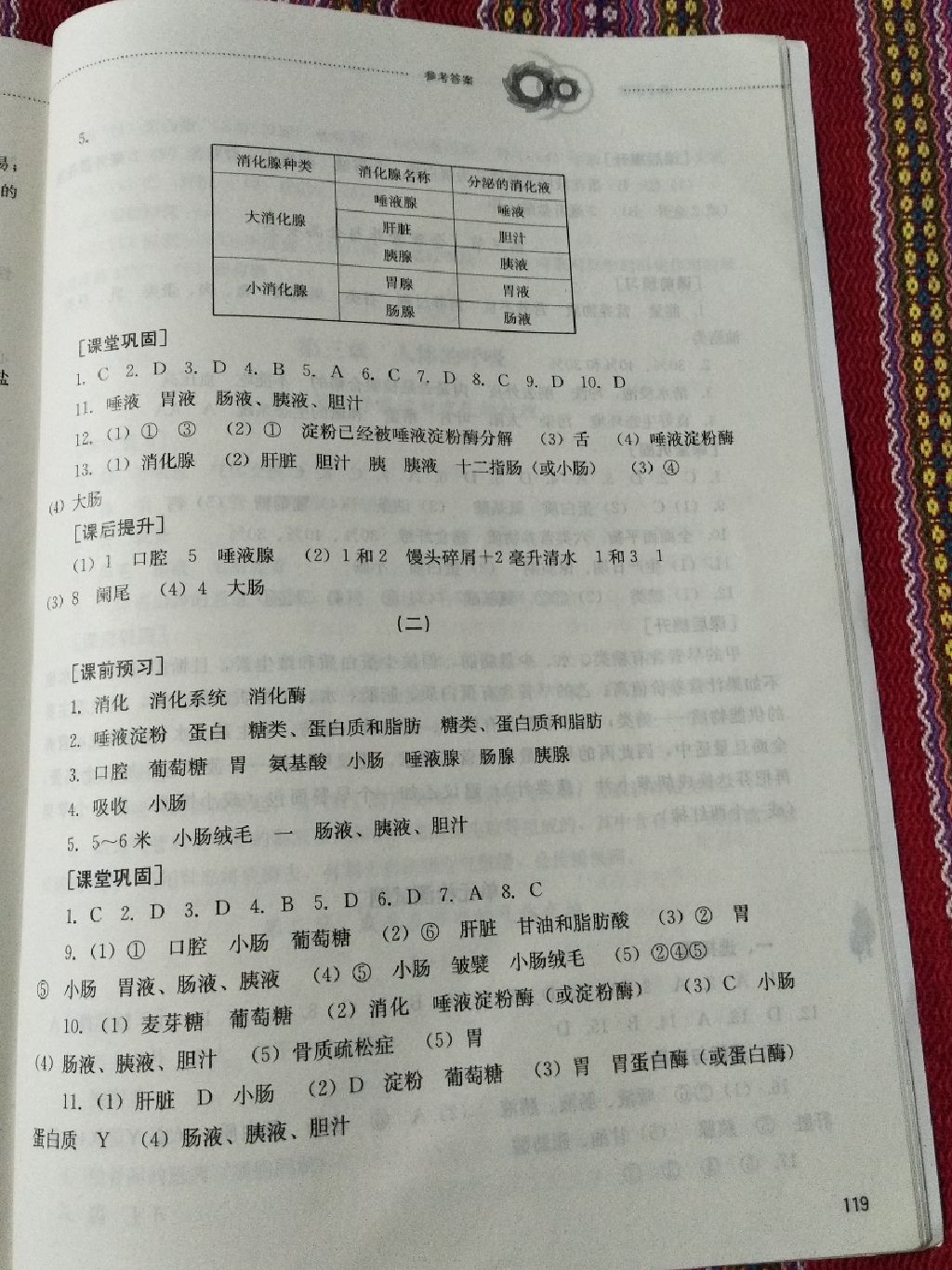 2017年同步訓(xùn)練七年級生物學(xué)上冊人教版山東文藝出版社 參考答案第12頁