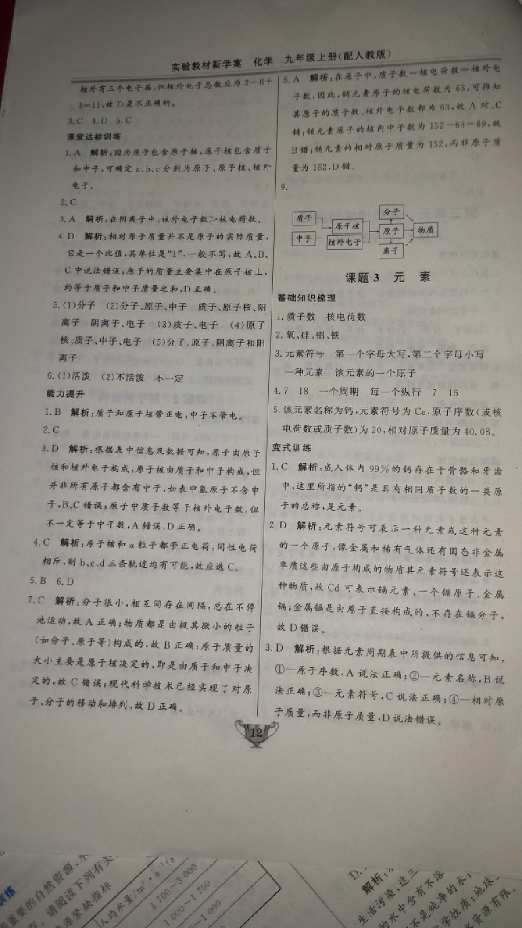 2017年实验教材新学案九年级化学上册人教版 参考答案第13页