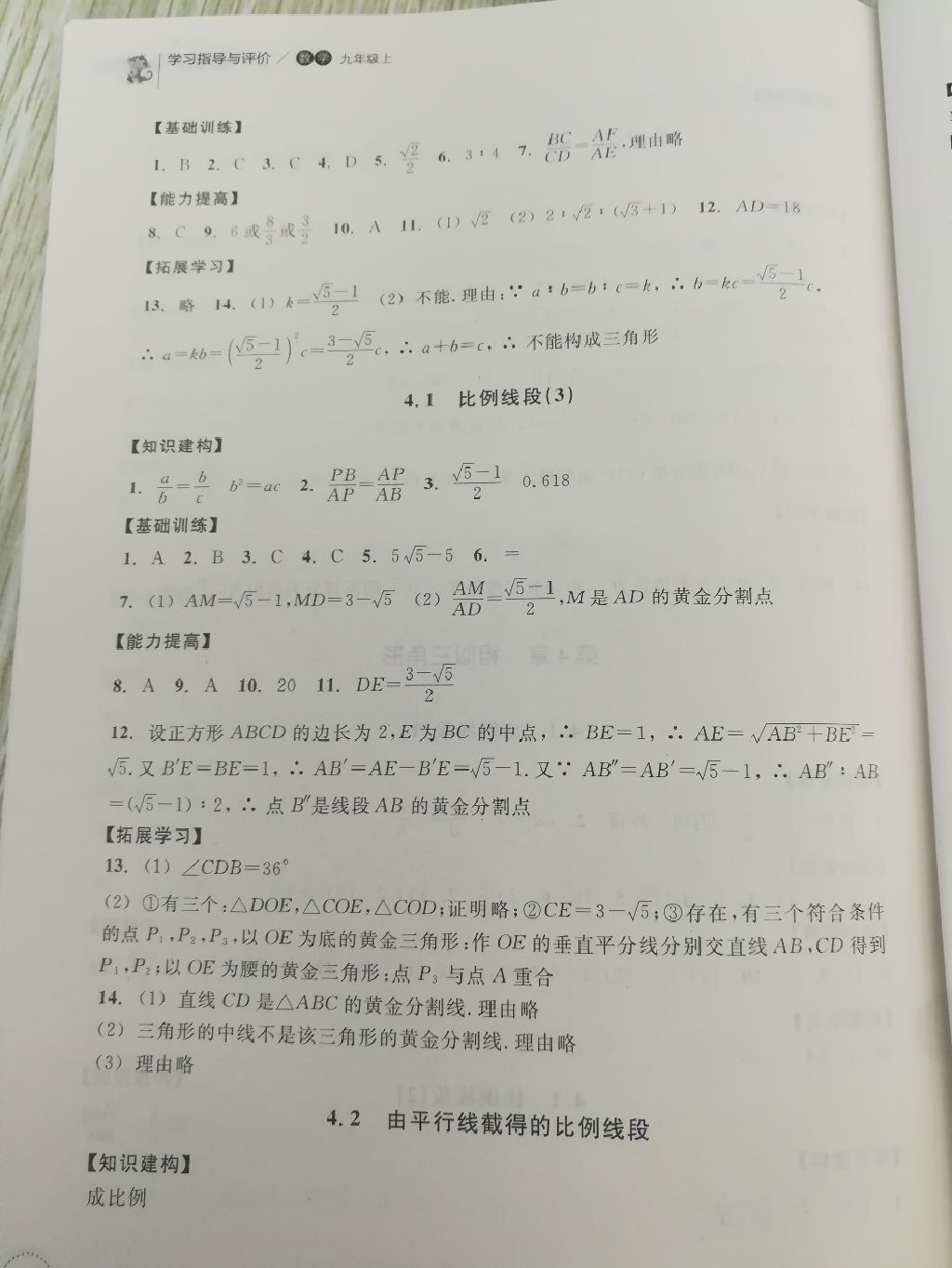 2017年學(xué)習(xí)指導(dǎo)與評(píng)價(jià)同步集訓(xùn)九年級(jí)數(shù)學(xué)上冊(cè)浙教版 參考答案第4頁(yè)