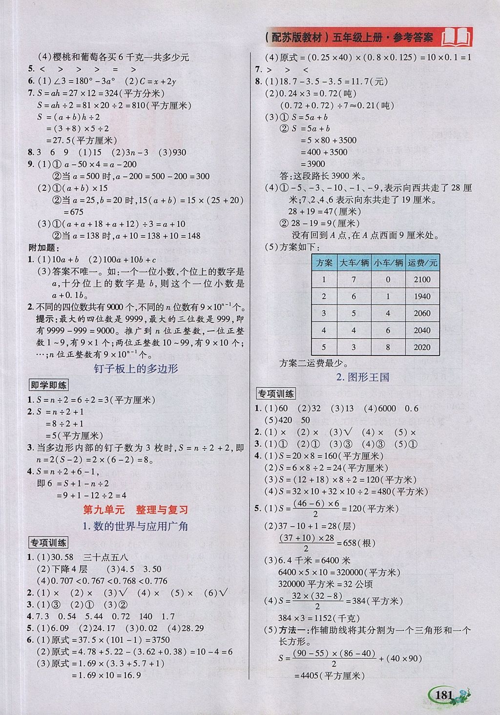 2017年教學(xué)大典五年級(jí)數(shù)學(xué)上冊(cè)蘇教版 參考答案