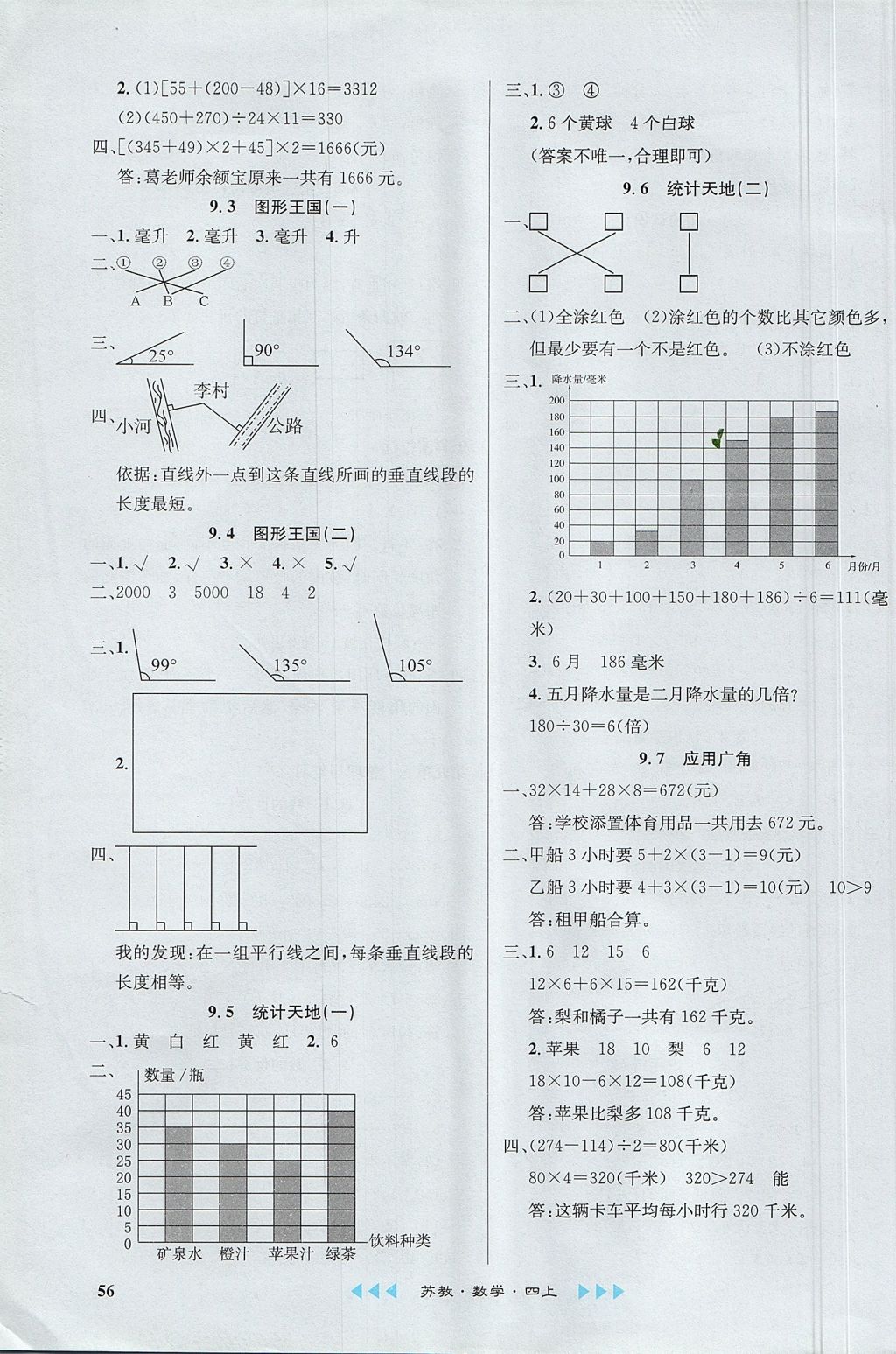 2017年課內課外四年級數學上冊江蘇版 參考答案