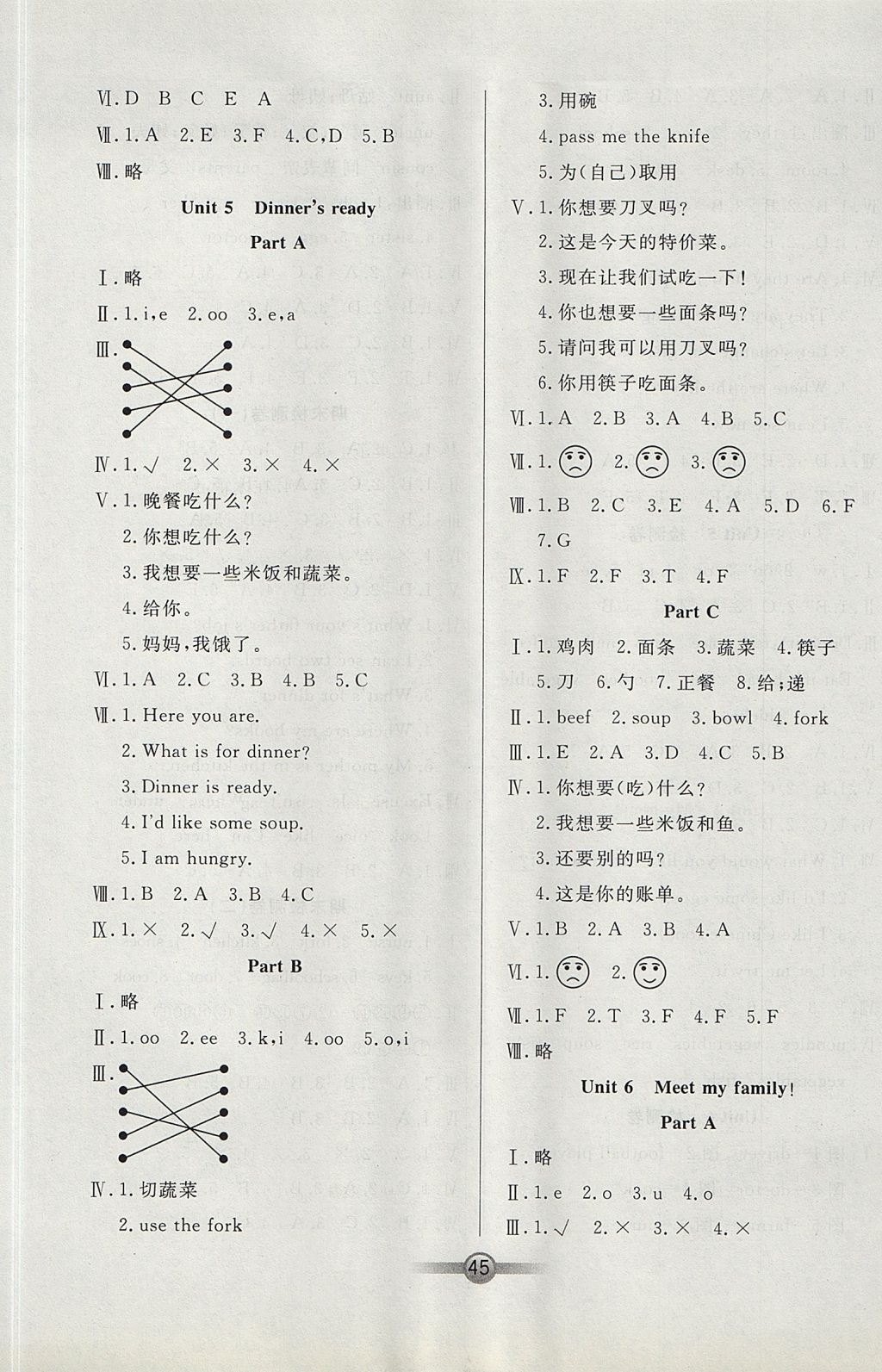 2017年小學(xué)生核心課堂四年級英語上冊人教PEP版三起 參考答案