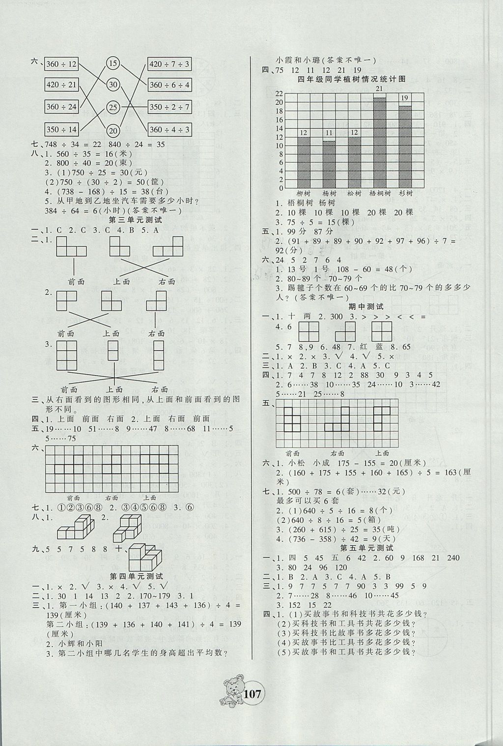 2017年创维新课堂四年级数学上册苏教版 参考答案