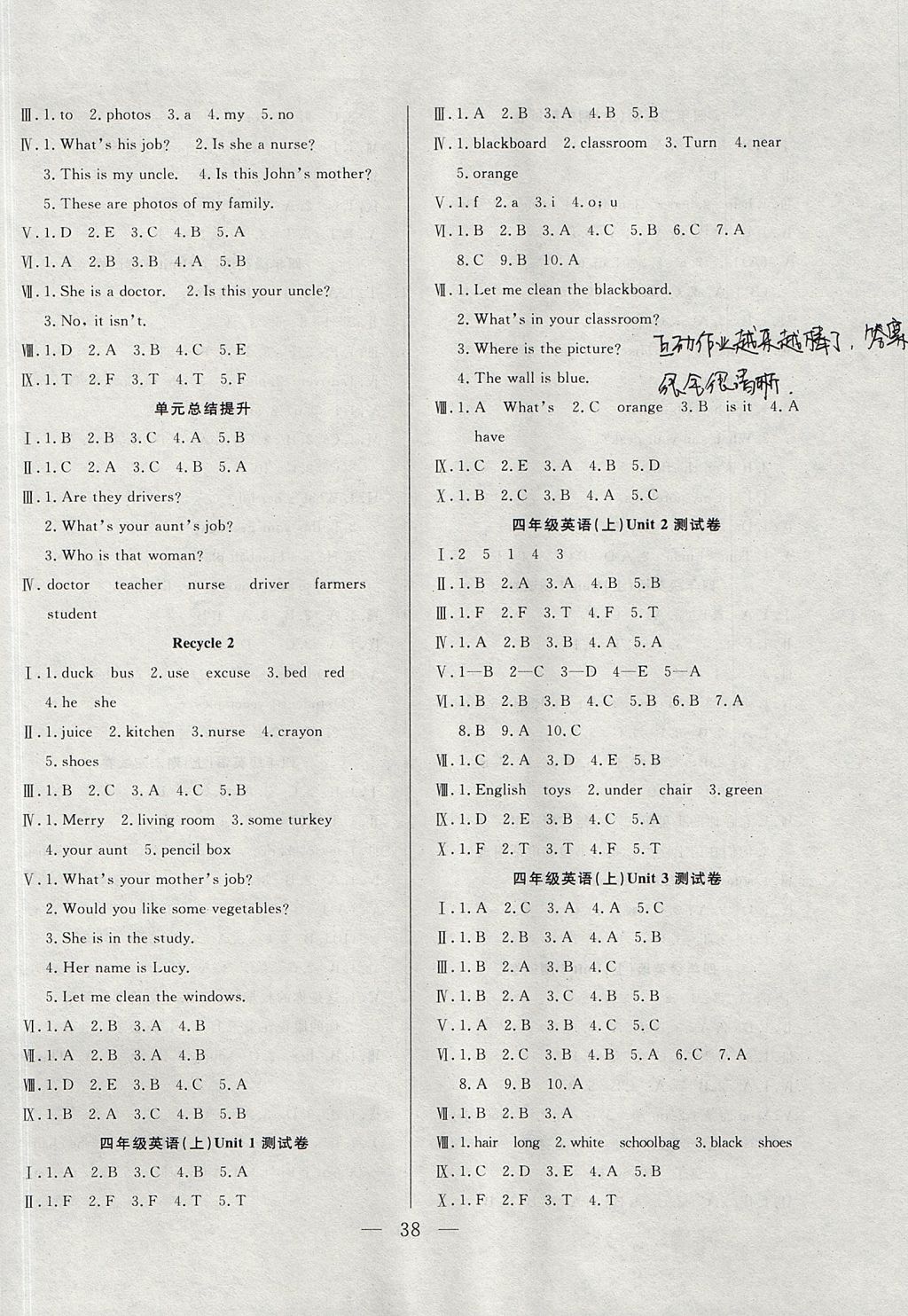 2017年優(yōu)等生全優(yōu)計(jì)劃課時(shí)優(yōu)化練加測(cè)四年級(jí)英語上冊(cè)人教PEP版 參考答案