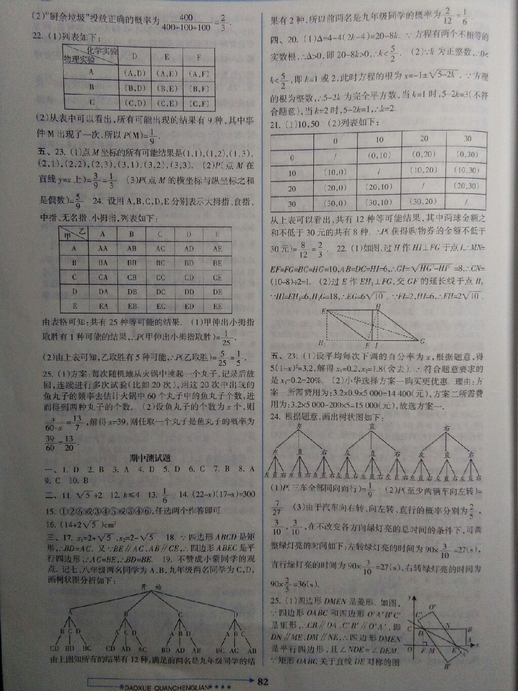 2017年导学全程练创优训练九年级数学上册北师大版 参考答案第3页