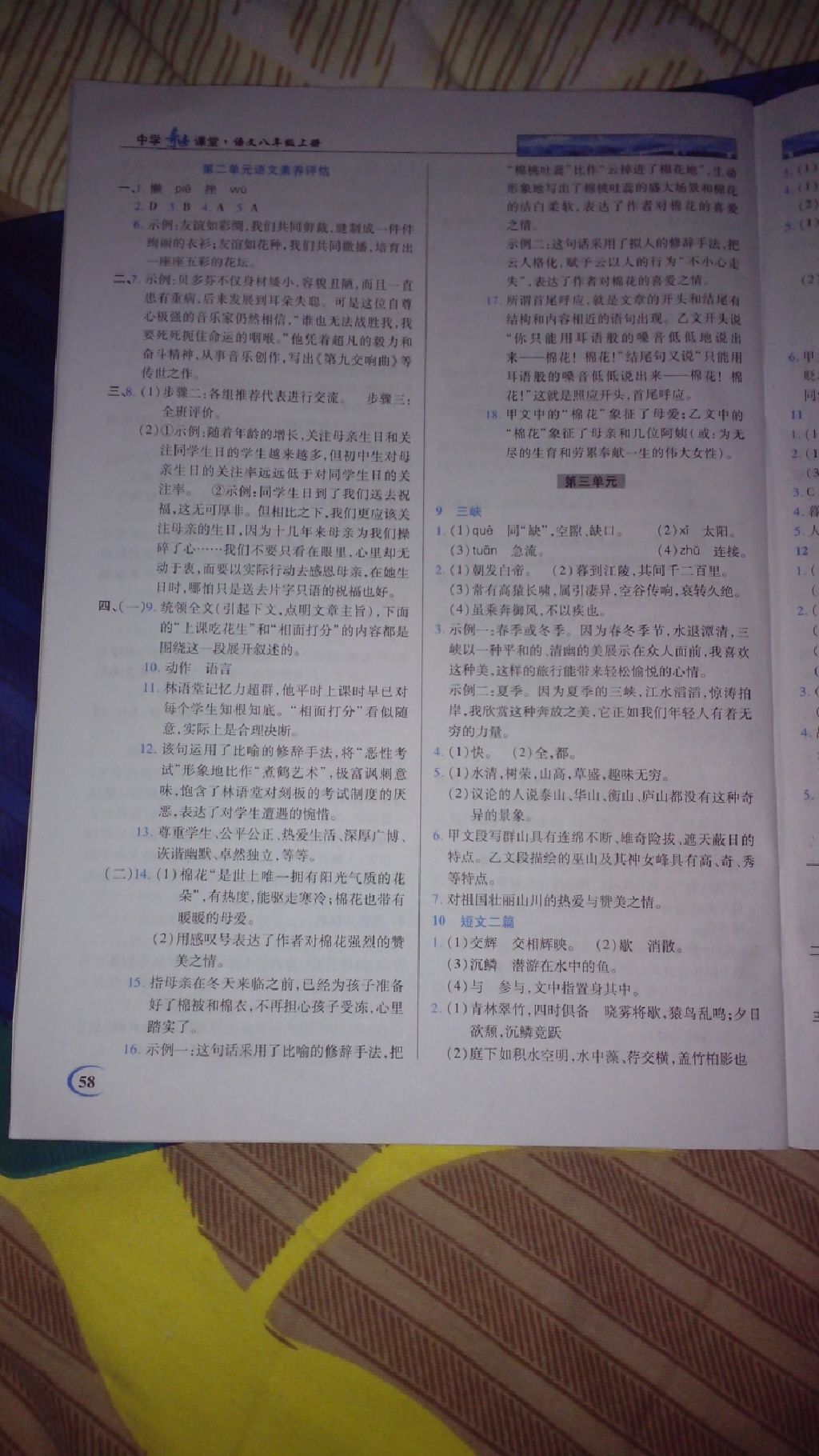 2017年英才教程中學奇跡課堂八年級語文上冊人教版 參考答案第3頁