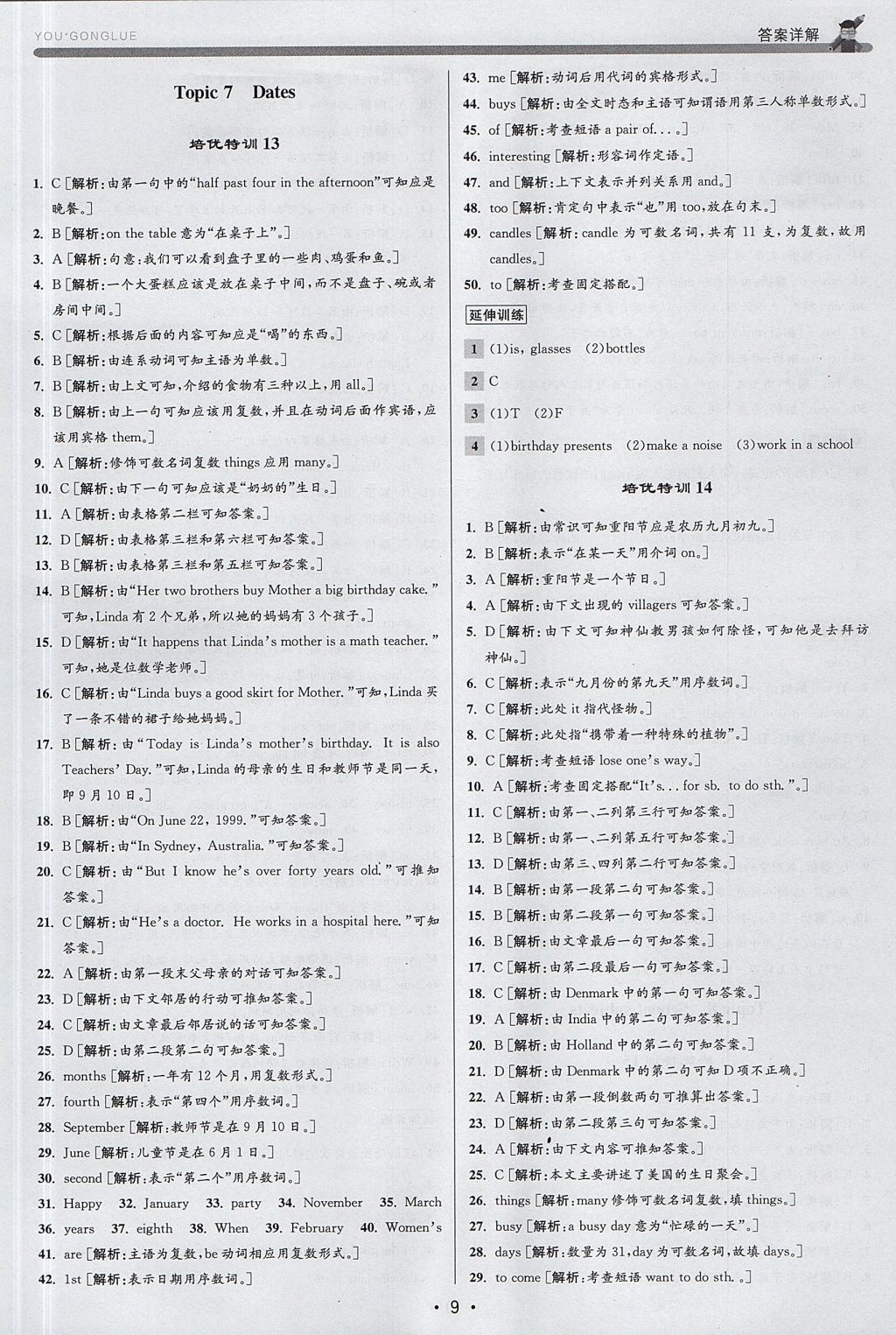 2017年優(yōu)加攻略七年級英語上冊人教版 參考答案