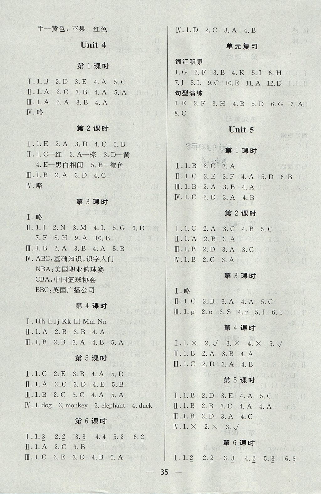 2017年简易通小学同步导学练三年级英语上册人教PEP版 参考答案