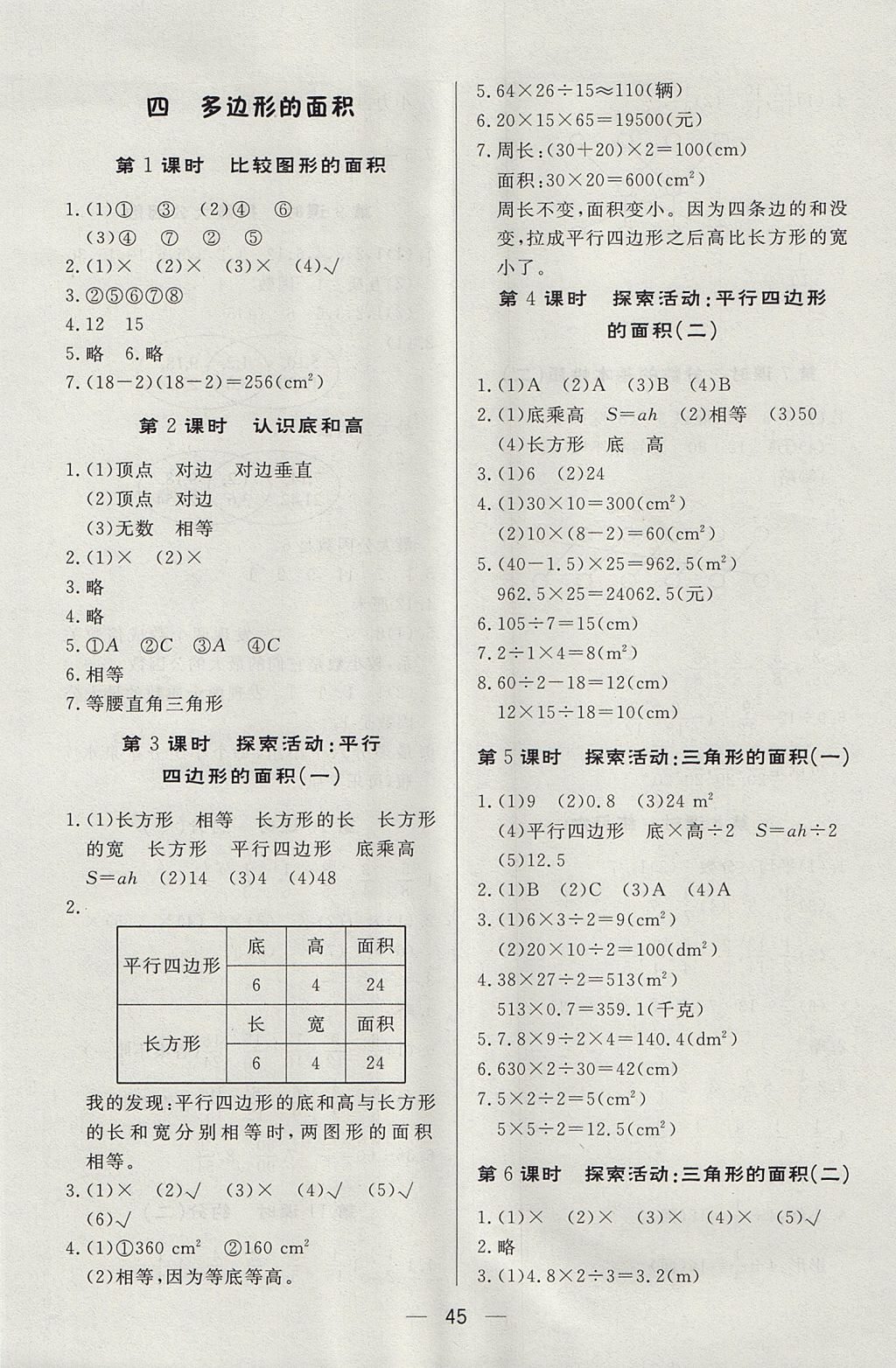 2017年簡易通小學(xué)同步導(dǎo)學(xué)練五年級數(shù)學(xué)上冊北師大版 參考答案