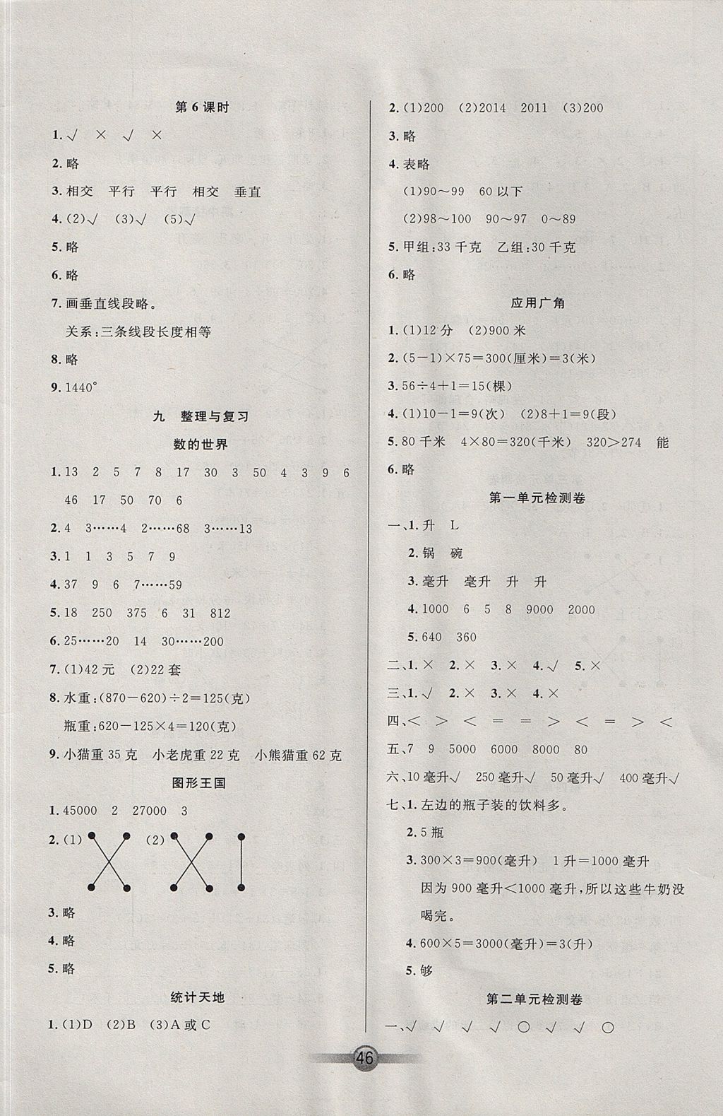 2017年小學(xué)生核心課堂四年級數(shù)學(xué)上冊蘇教版 參考答案