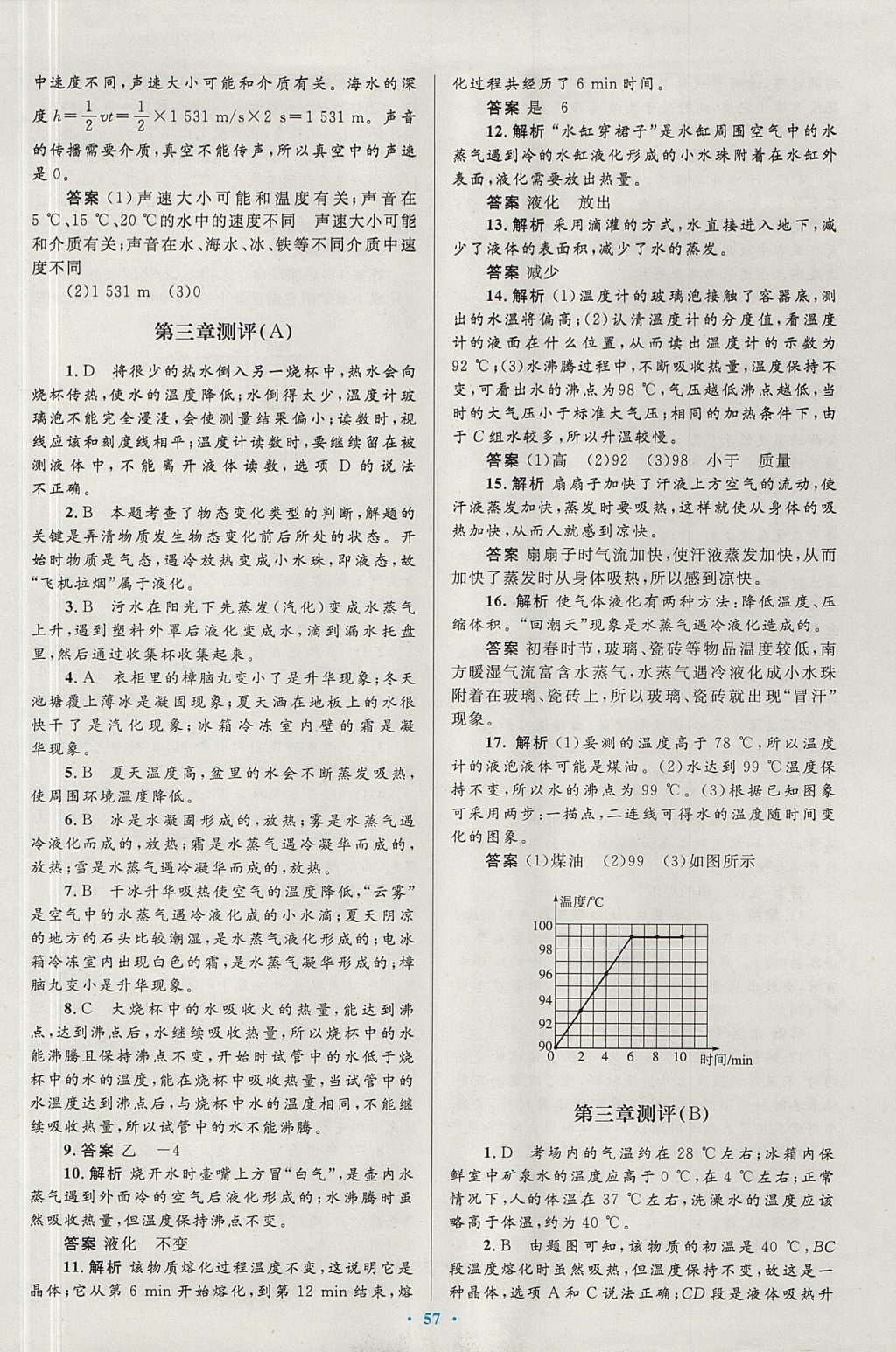 2017年初中同步测控优化设计八年级物理上册人教版 参考答案