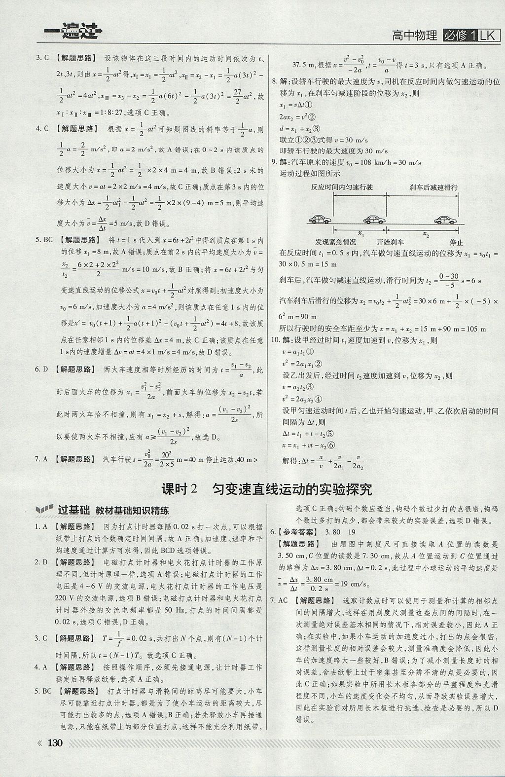 2018年一遍過高中物理必修1魯科版 參考答案第10頁(yè)