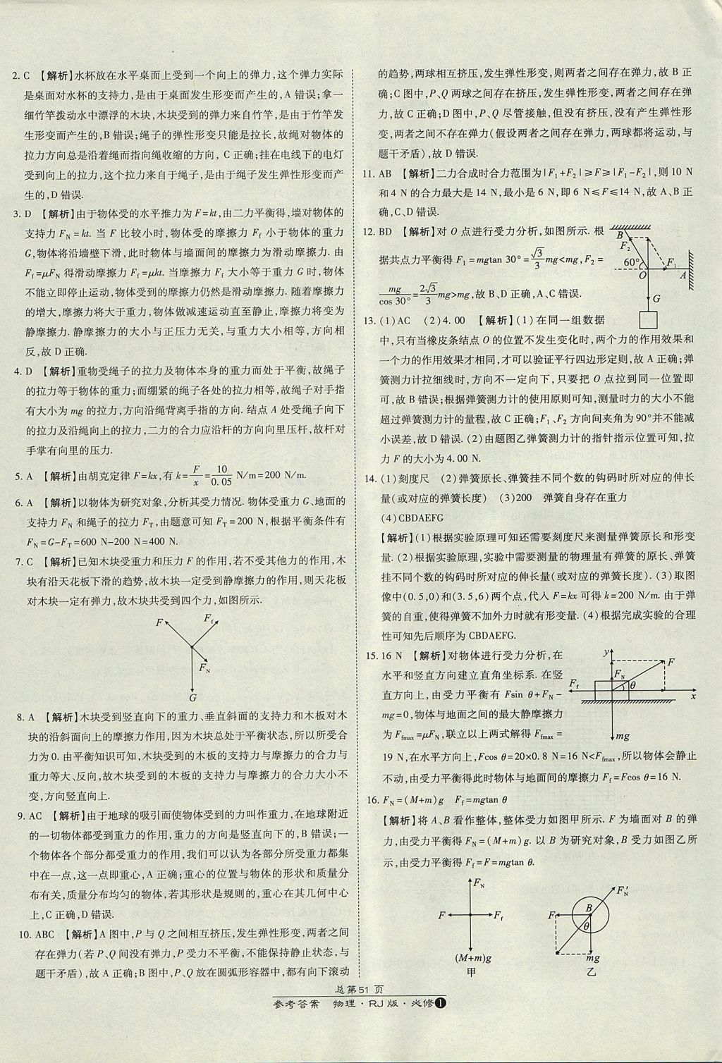 2018年萬(wàn)向思維百?gòu)?qiáng)名校統(tǒng)一卷物理必修1人教版 參考答案第7頁(yè)