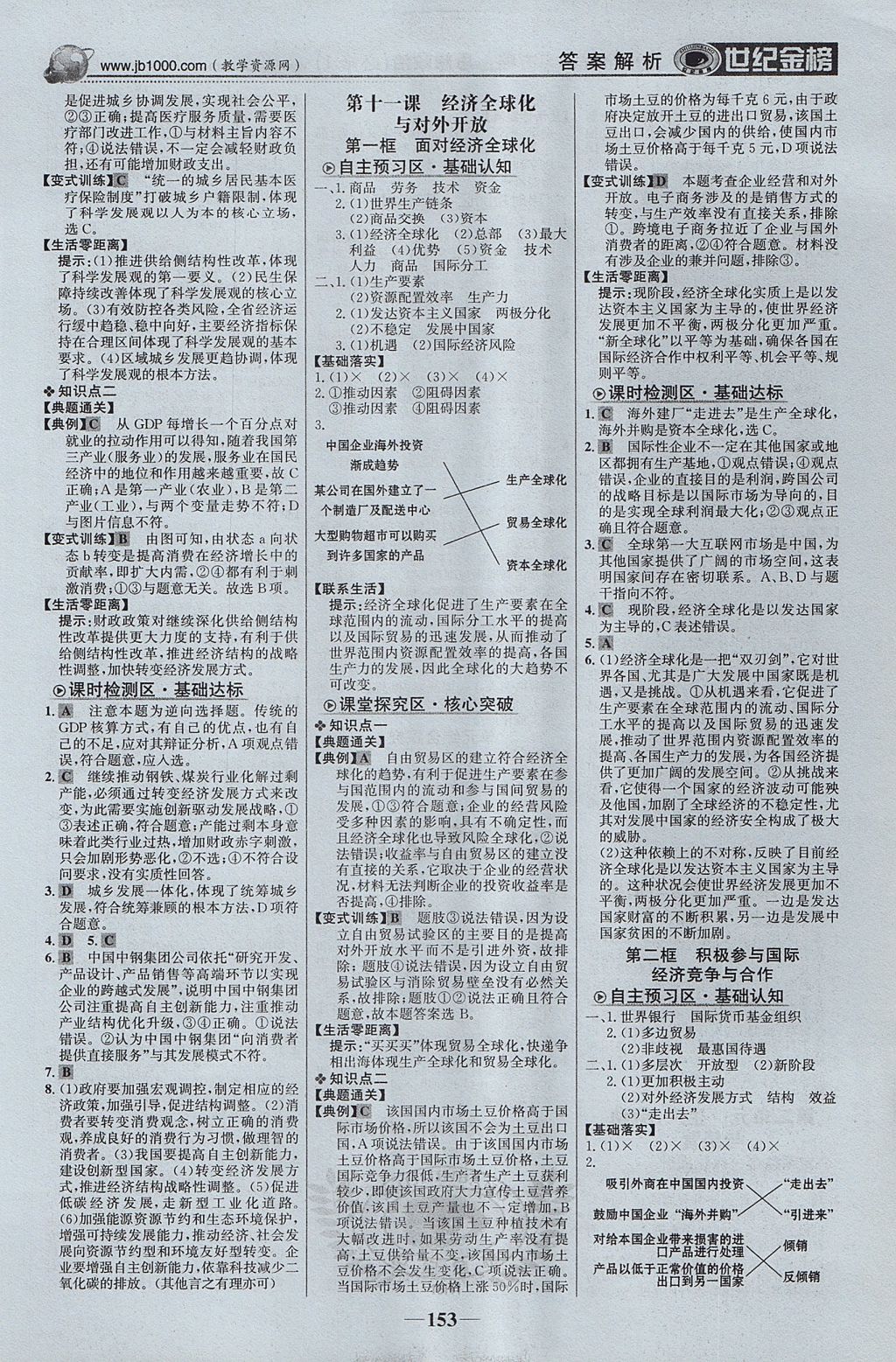 2018年世紀(jì)金榜高中全程學(xué)習(xí)方略思想政治必修1 參考答案第12頁(yè)