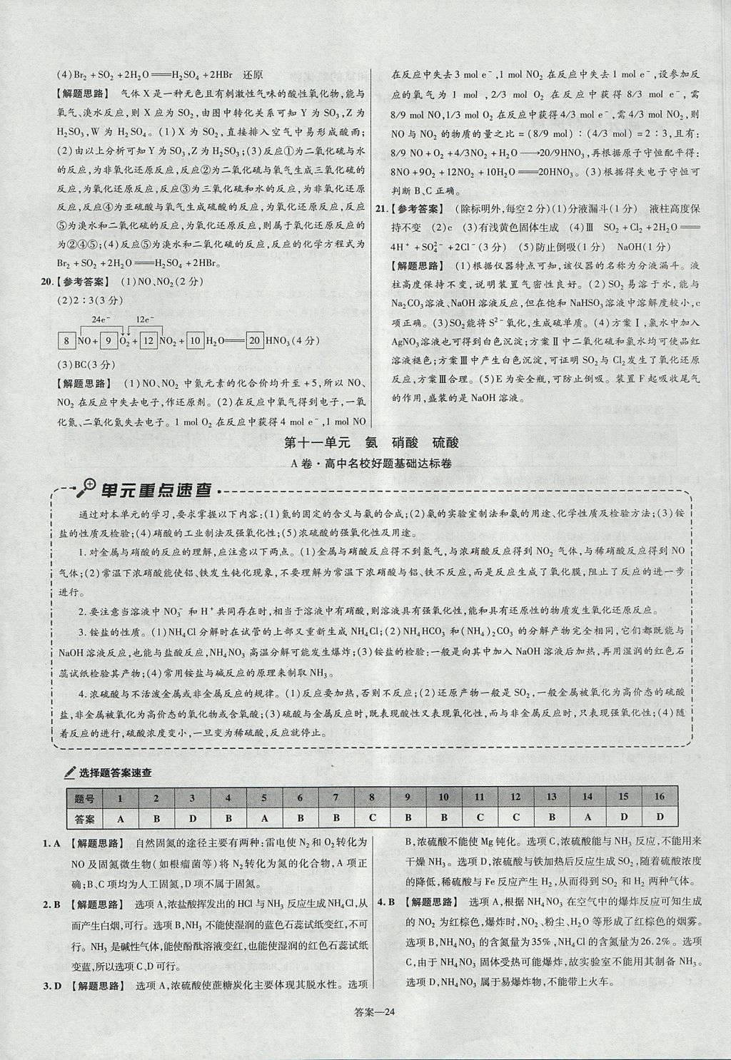 2018年金考卷活頁題選高中化學(xué)必修1人教版 參考答案第24頁