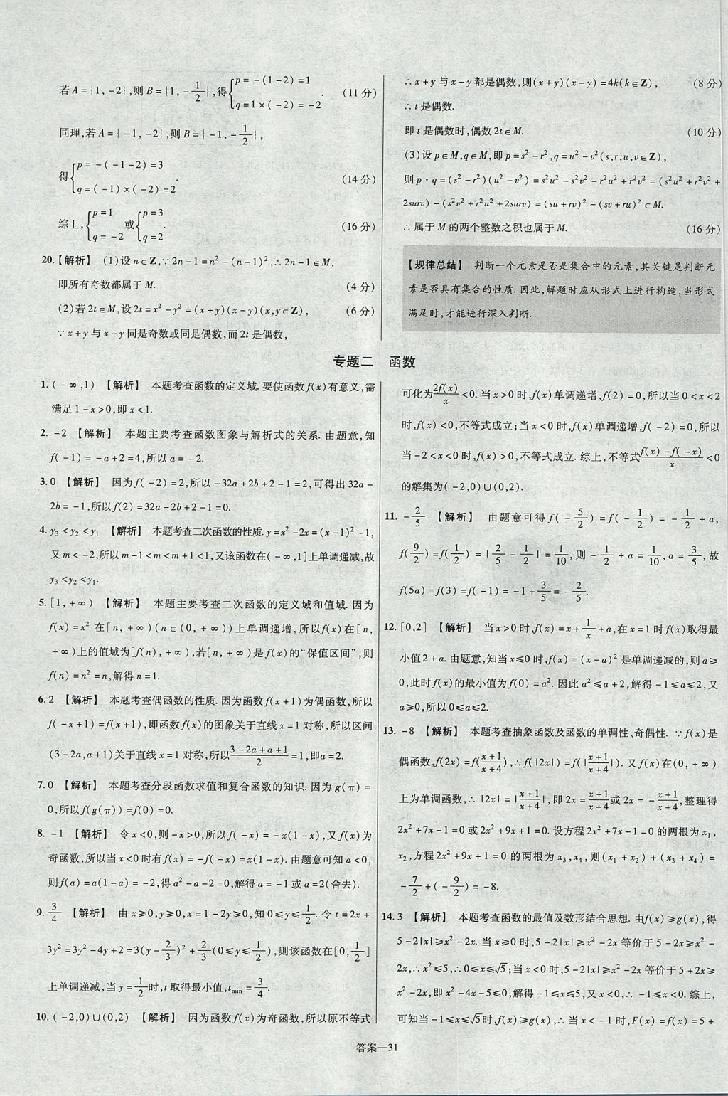 2018年金考卷活頁題選名師名題單元雙測卷高中數(shù)學(xué)必修1蘇教版 參考答案