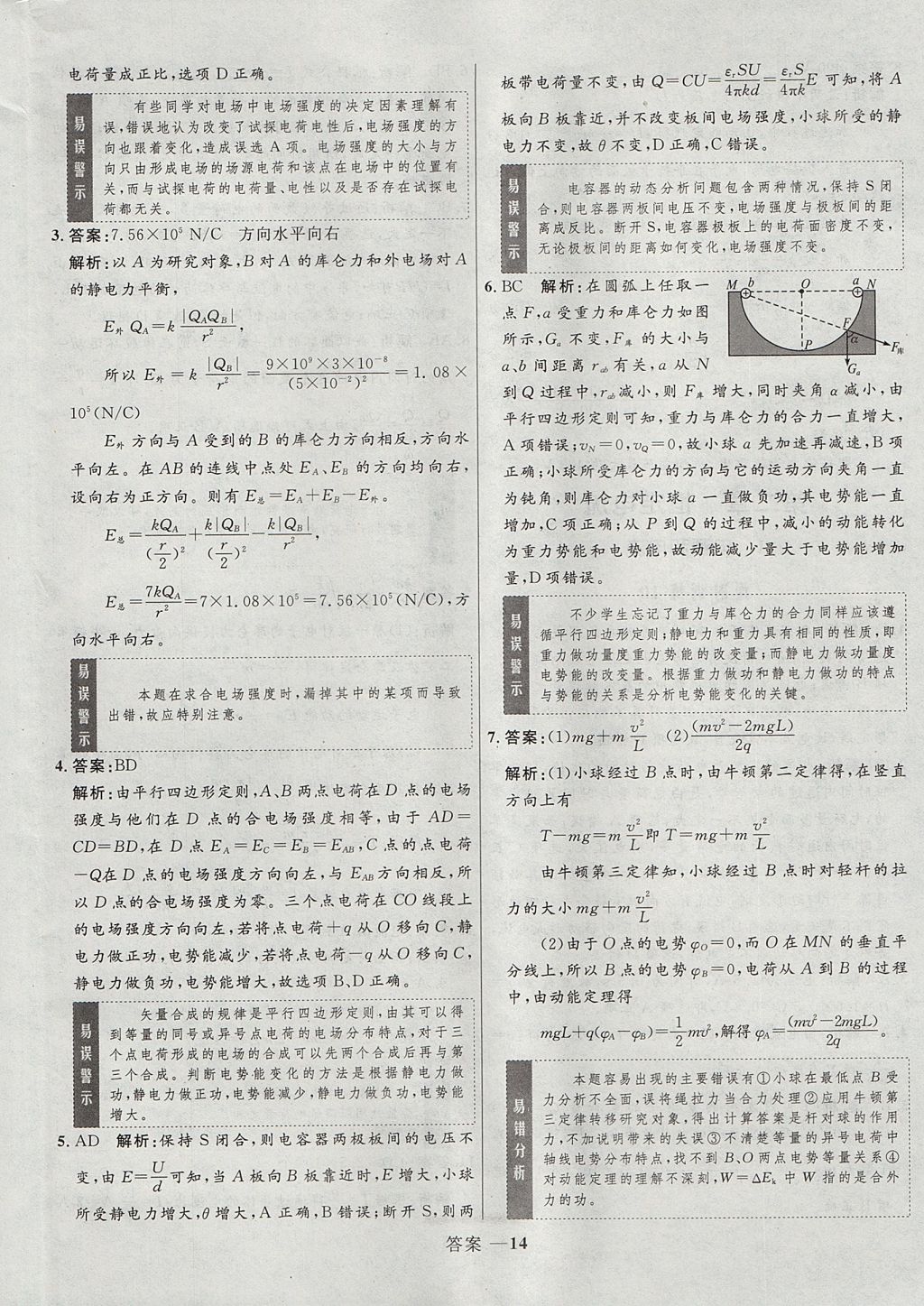 2018年高中同步測控優(yōu)化設(shè)計物理選修3-1人教版 參考答案