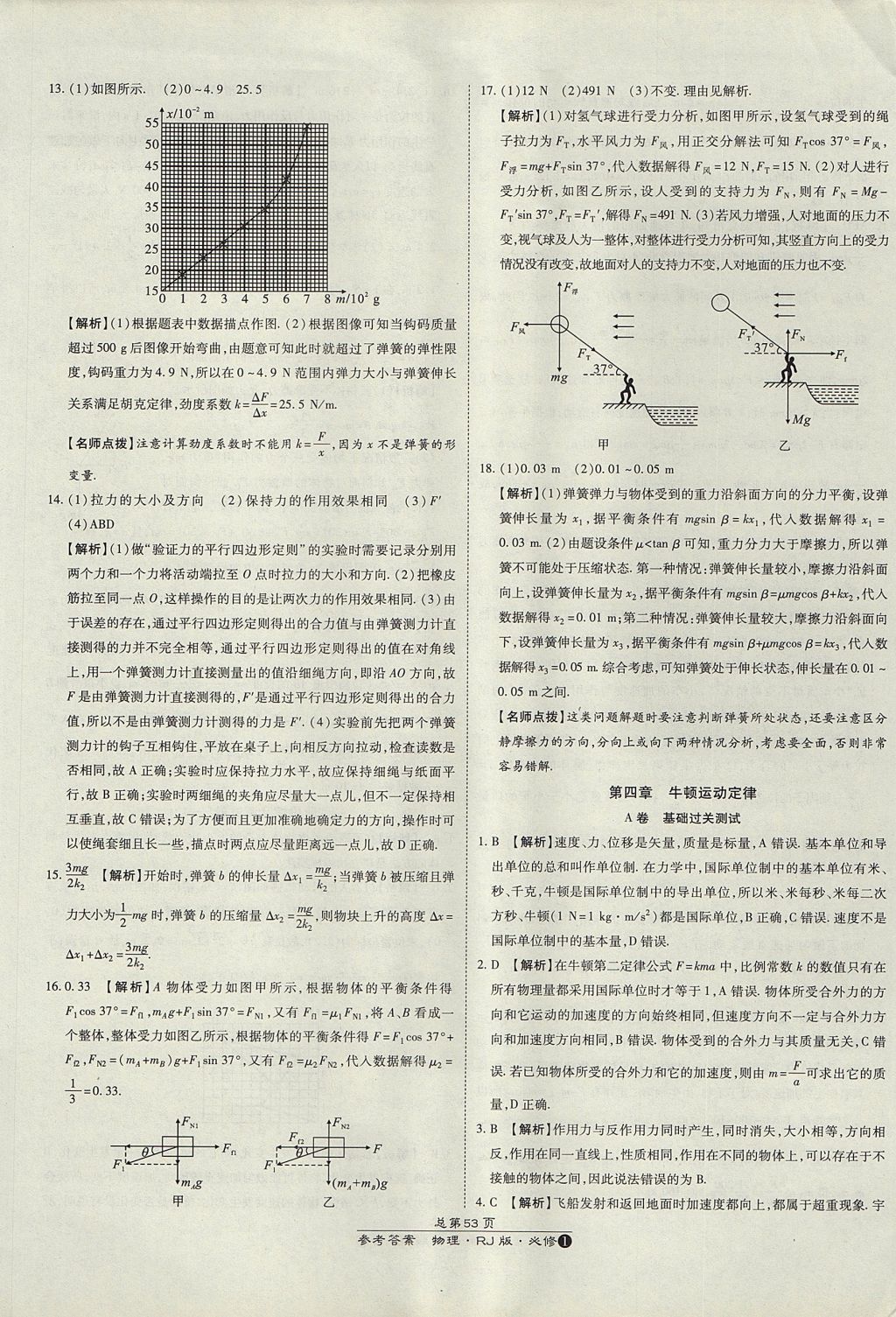 2018年萬向思維百?gòu)?qiáng)名校統(tǒng)一卷物理必修1人教版 參考答案第9頁