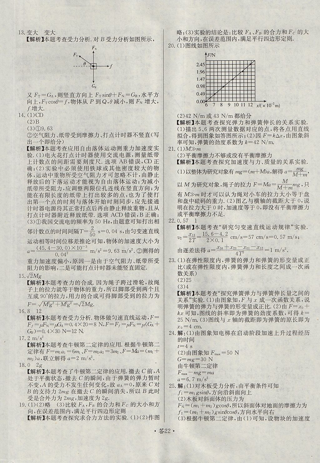 2018年天利38套對接高考單元專題測試卷物理必修1人教版 參考答案